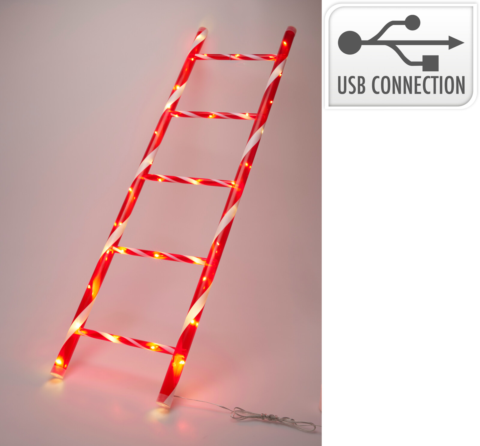 Picture of Ladder candy 110 cm rood met led