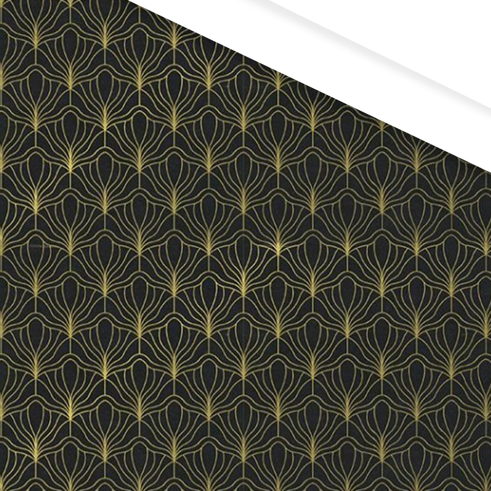 Afbeelding van Rol kadopapier 50 cm 250 mtr artdeco goud op zwart