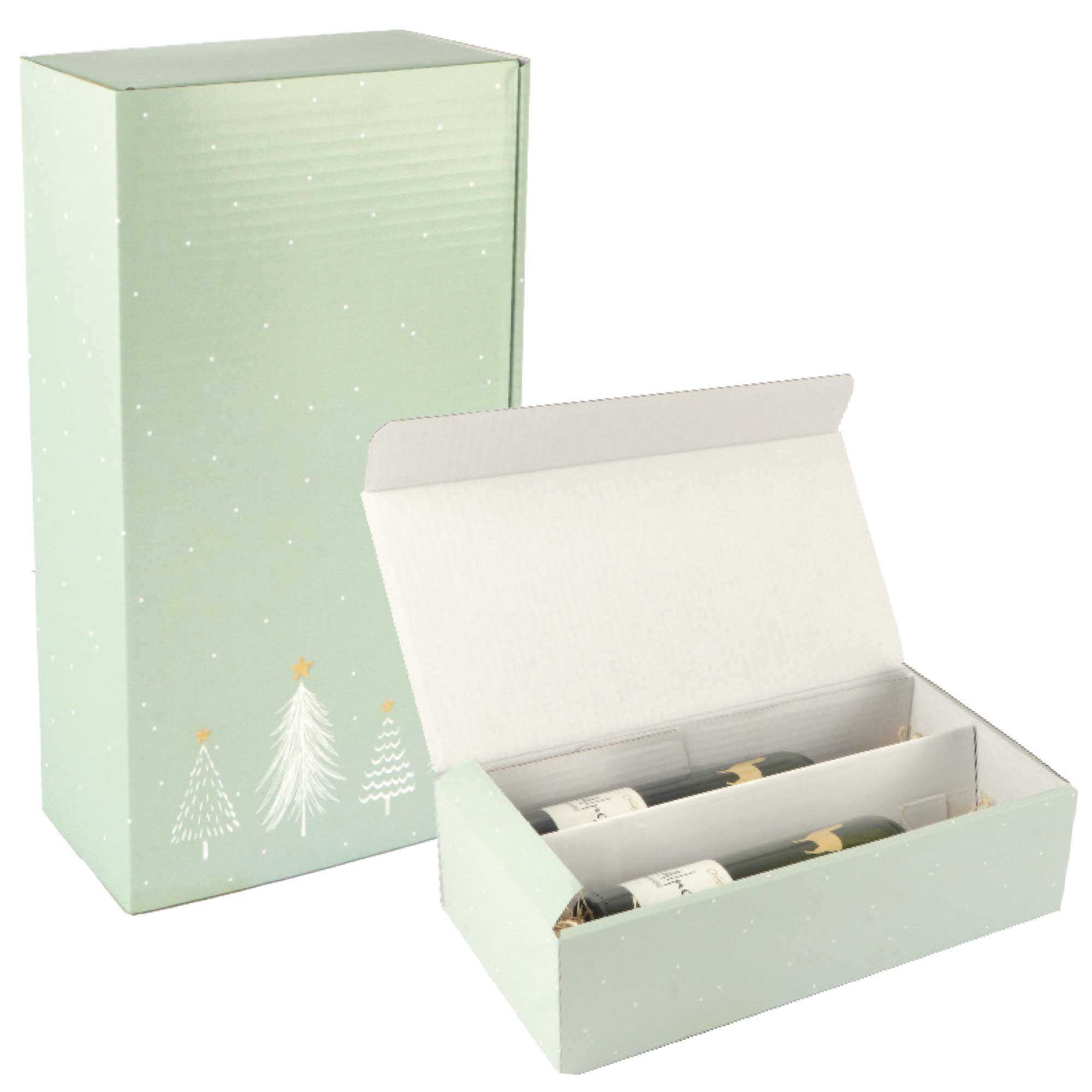 Afbeelding van Ds à 25 geschenkdoos 2 fles 36x19,2x9,5 cm Modern Christmas mintgroen (uc)