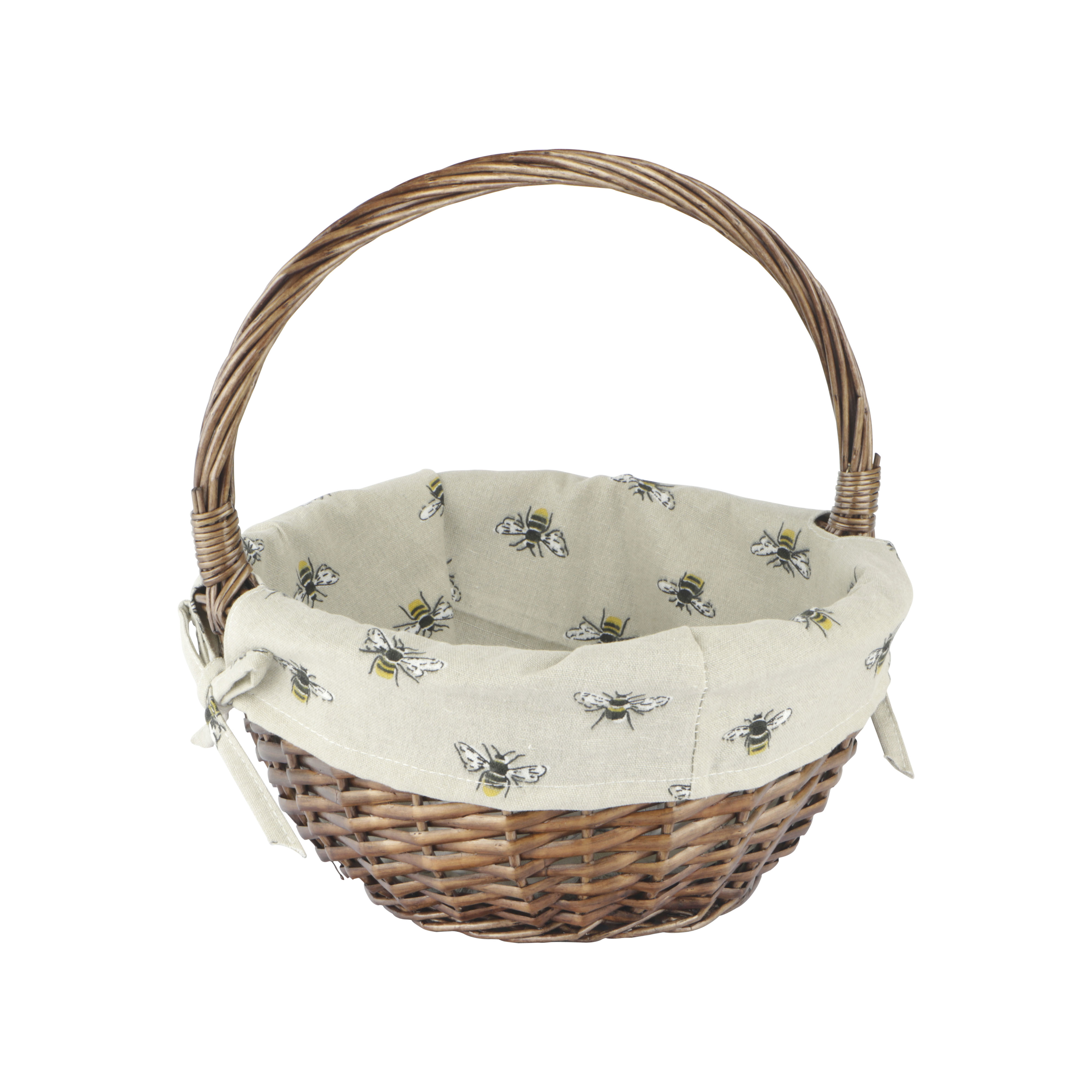 Picture of Mand wilg met hengsel gevoerd met bijen stof ø28x13/29 cm