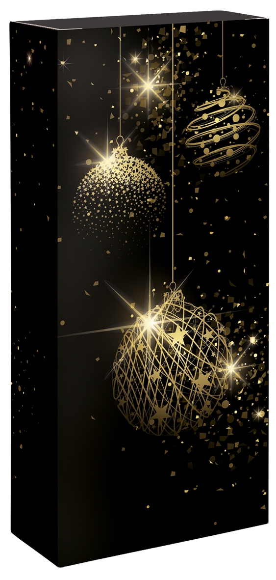 Picture of Ds à 50 kokerdoos  2 fles 16,2x7,8x36,3 cm Kerst Deluxe zwart