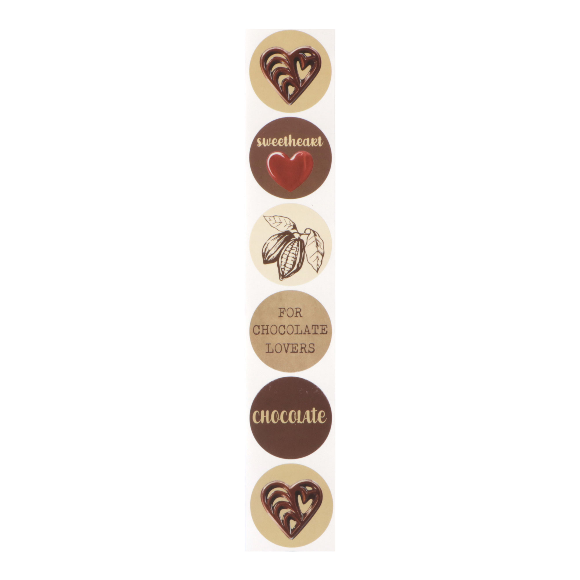 Picture of Rol à 500 etiket 4 cm Chocolate (5 dessins per rol)
