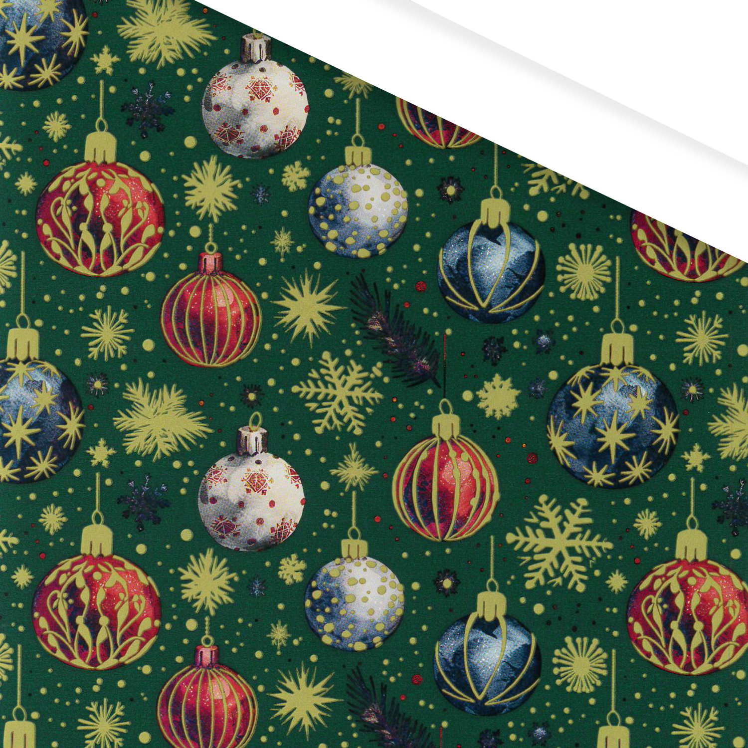 Afbeelding van Rol kerstpapier 50 cm 100 mtr klassieke kerstballen