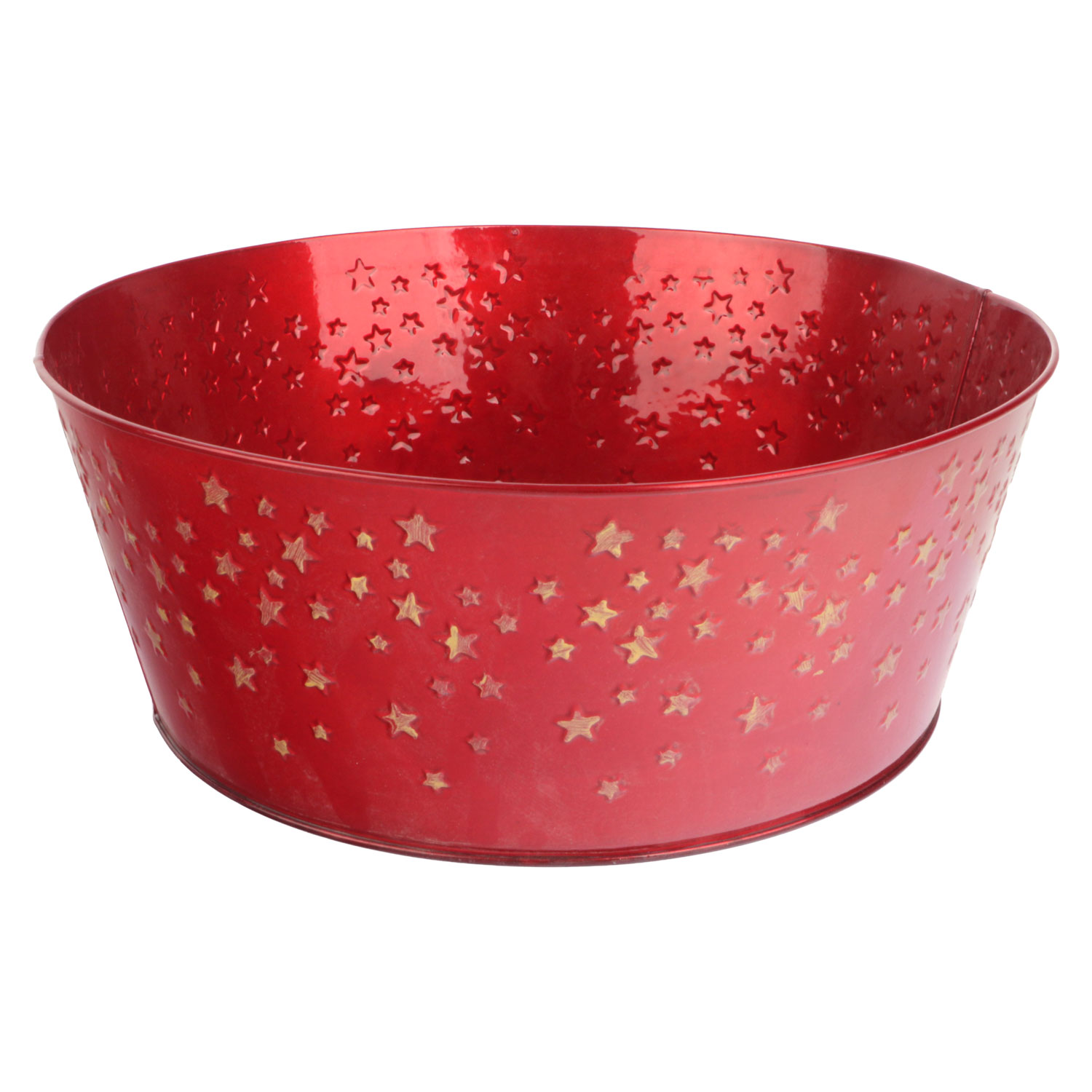 Picture of Zinc container 30x12 cm. Red with gold stars