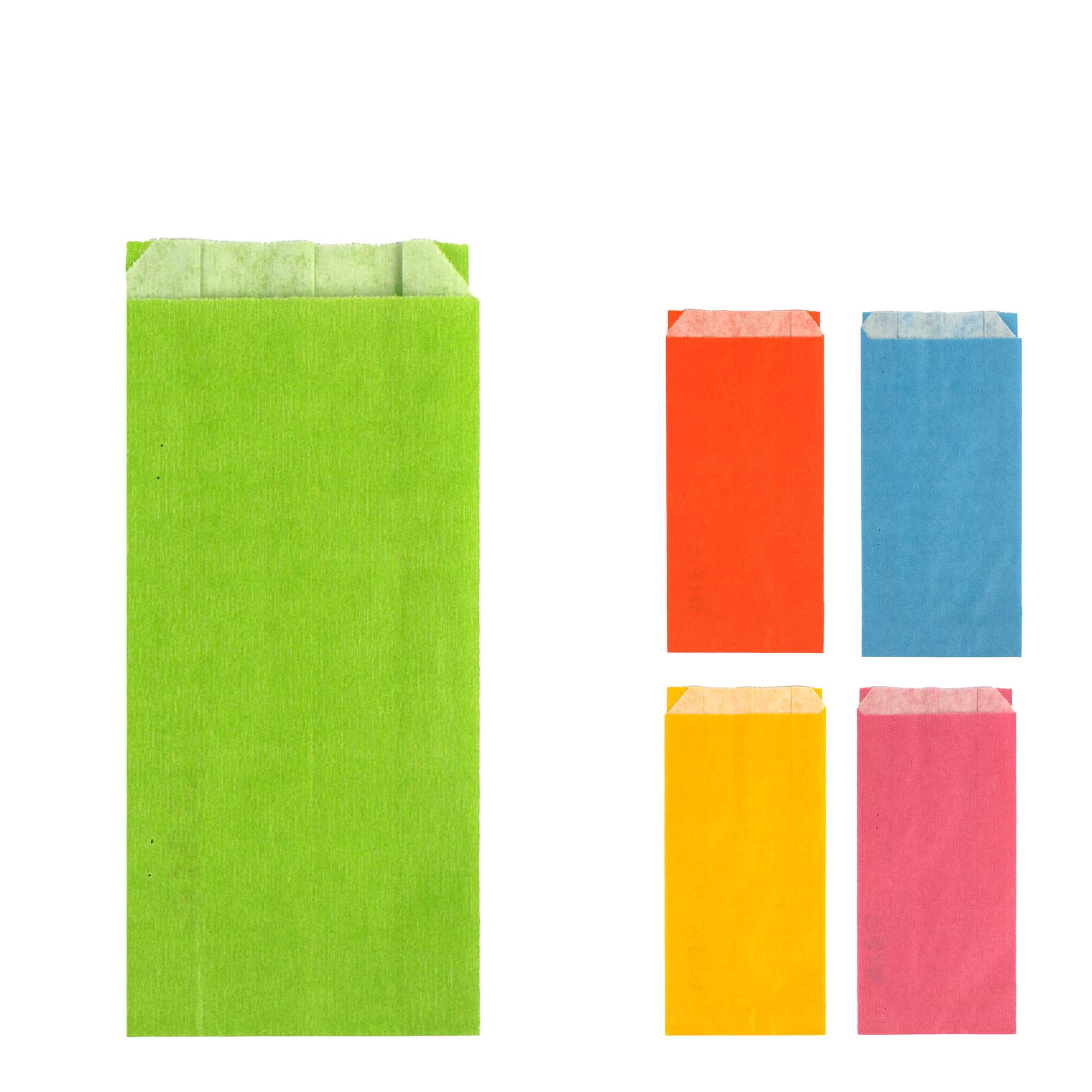 Afbeelding van Pak à 100 kadozak 10x18+3 cm wit kraft assorti kleuren