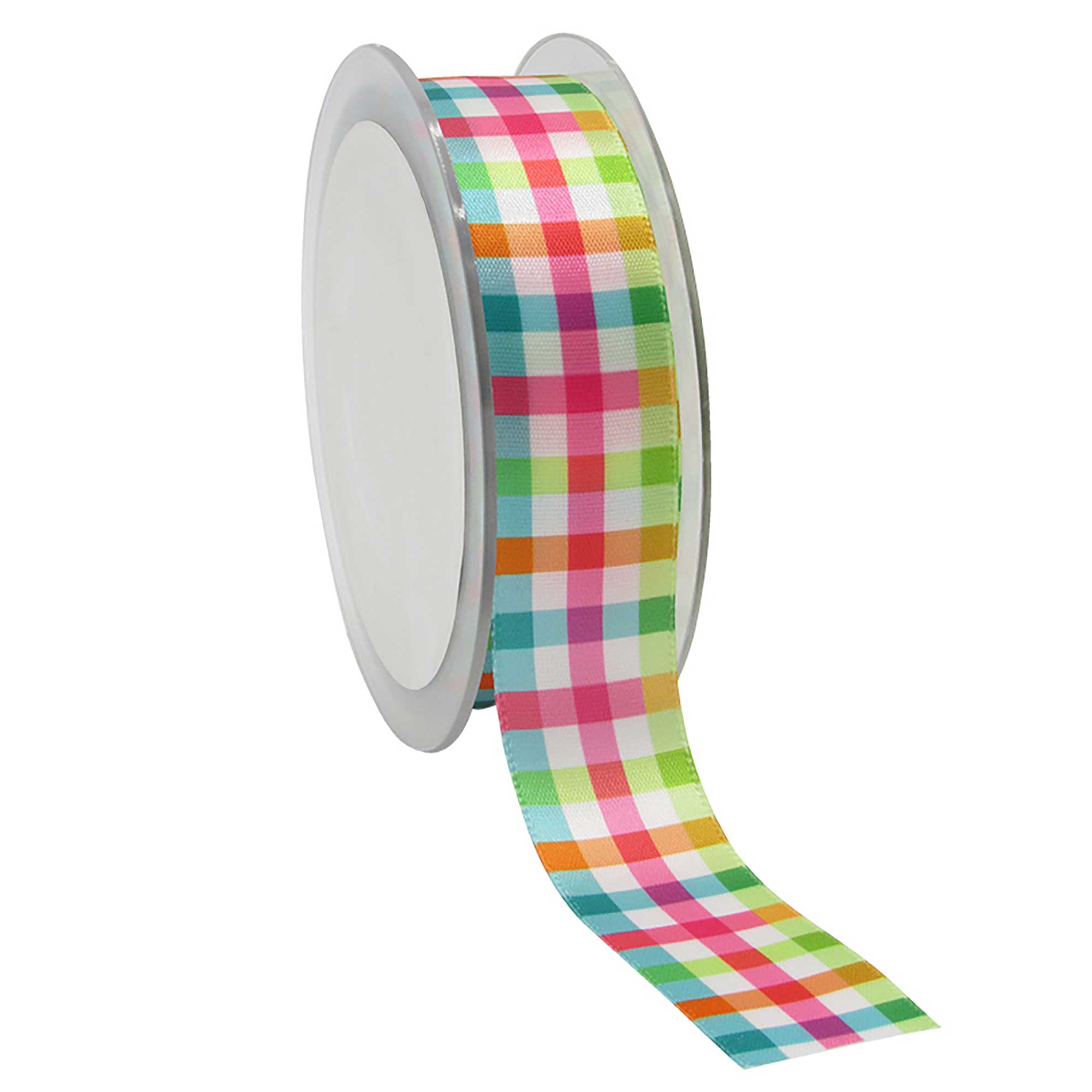 Afbeelding van Rol satijnlint 25 mm 25 mtr colorful checks