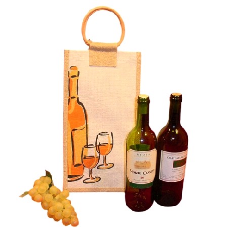 Afbeelding van Flestas 2 fles 20,5x11x37 cm jute (ucl)