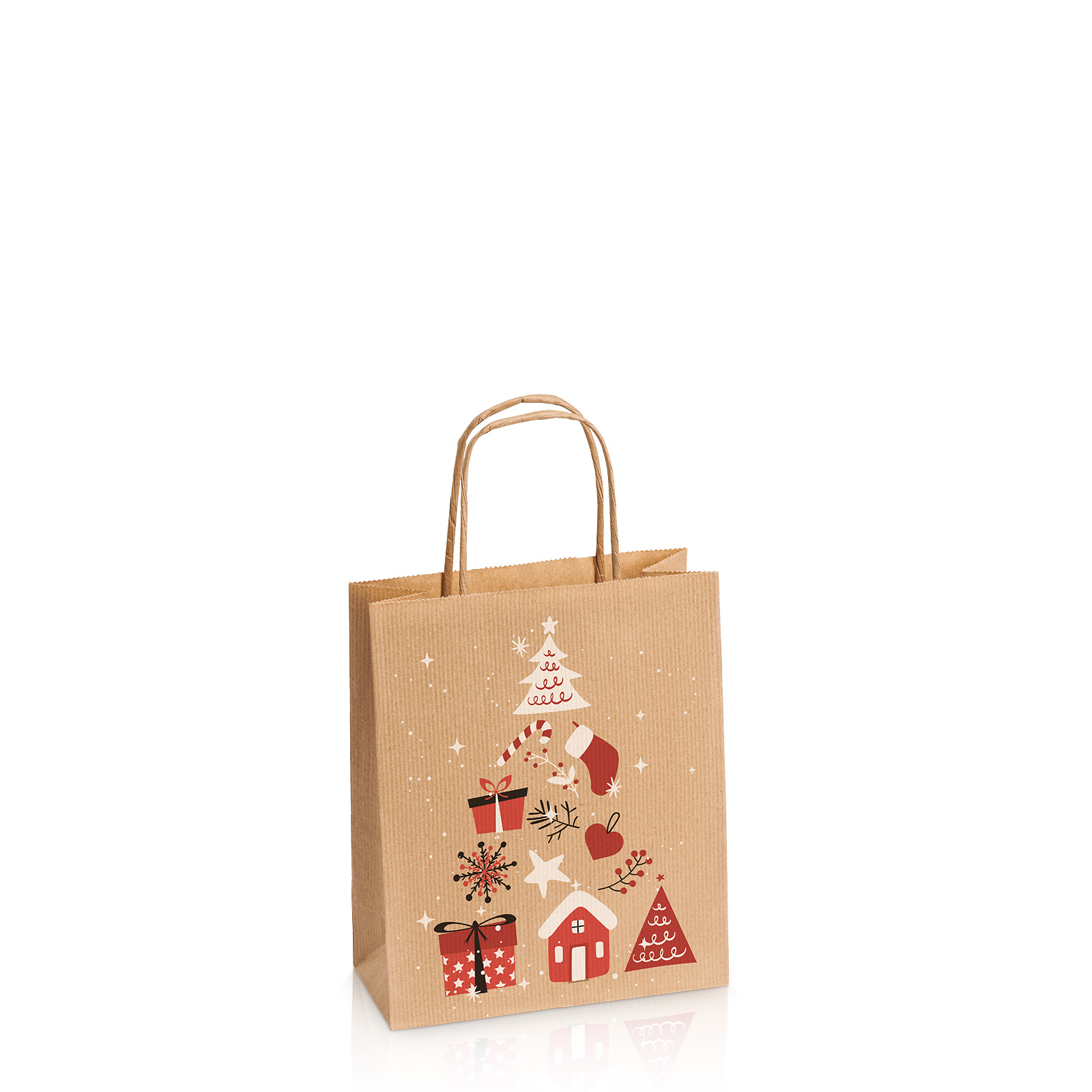 Picture of Pak à 25 kersttas 18+8x22 cm Christmas op kraft 2024 (uc)