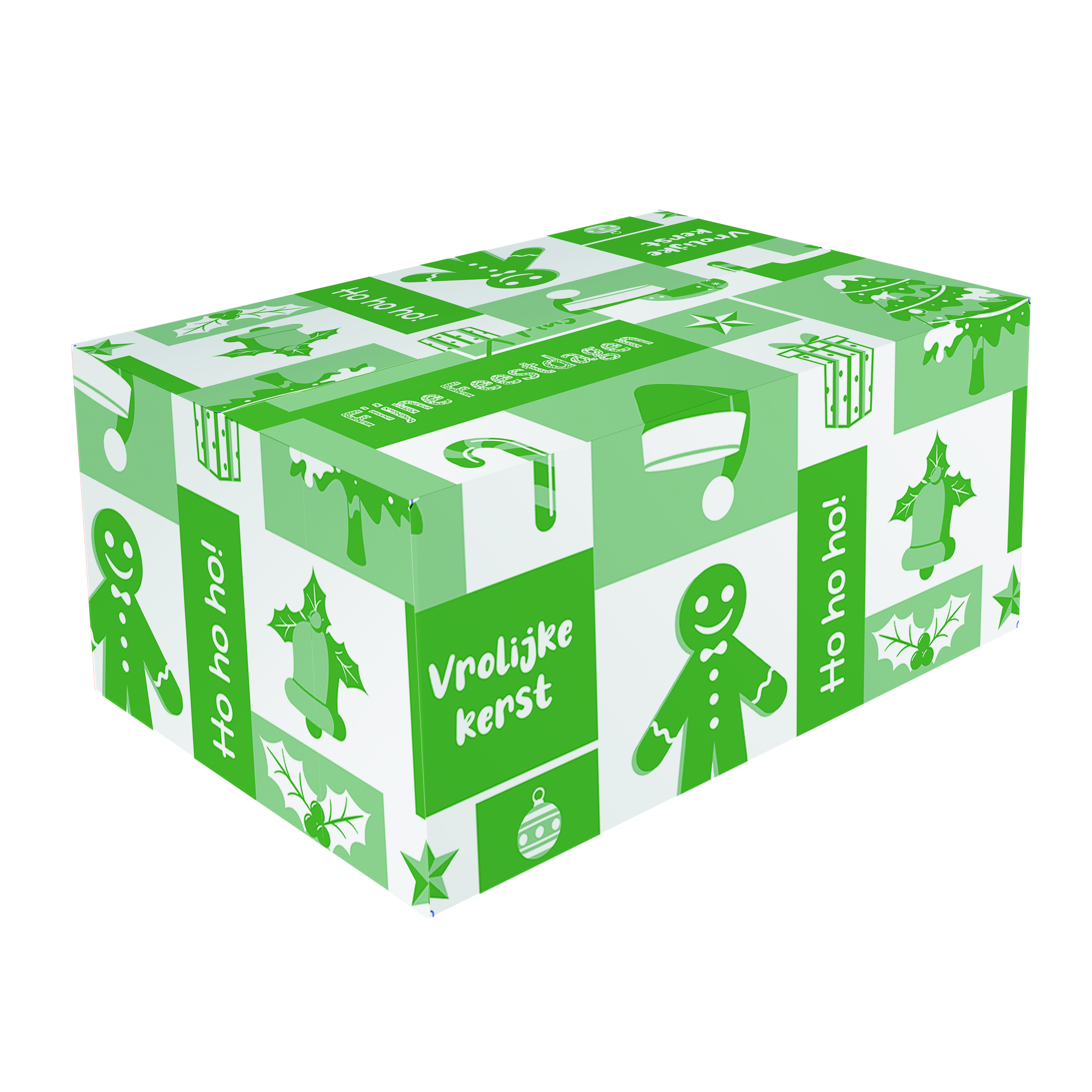 Afbeelding van Kerstdoos C105 Ho ho ho! 39x29x10,5 cm groen
