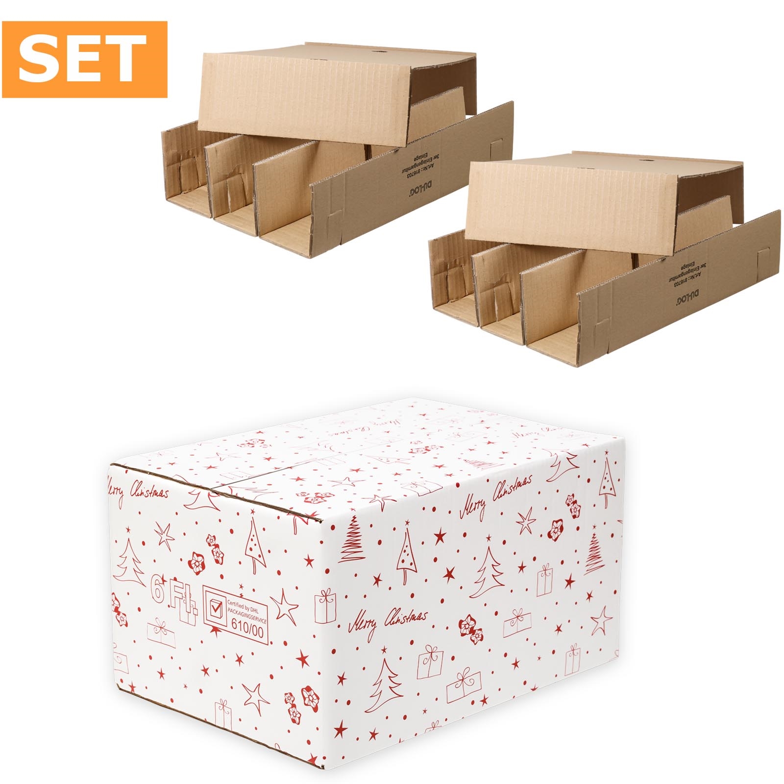 Picture of Pak à 10 verzenddoos 6 fles incl. interieur Merry Christmas (uc) 