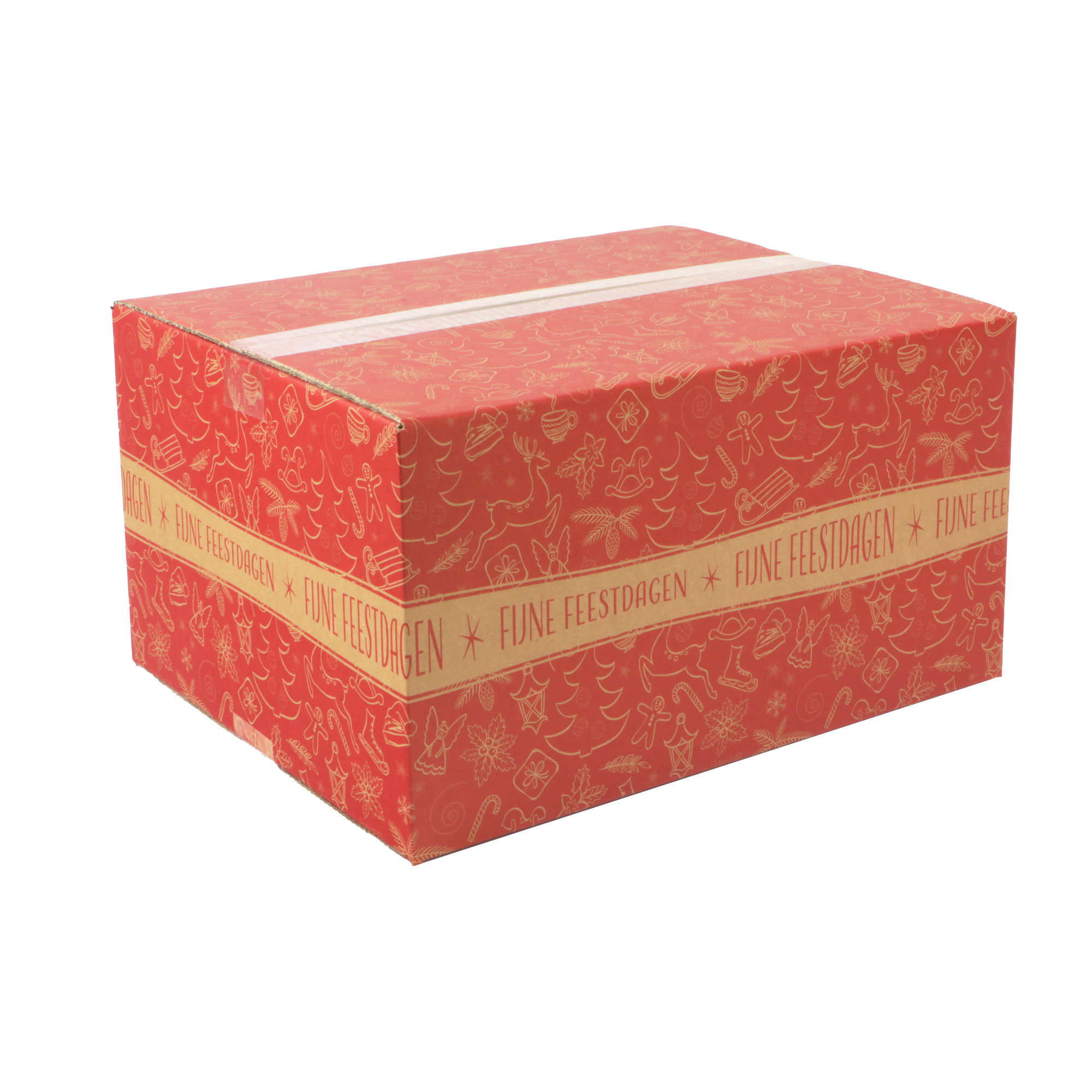 Picture of Kerstdoos D230 Fijne feestdagen 45x35x23 cm rood (uc)