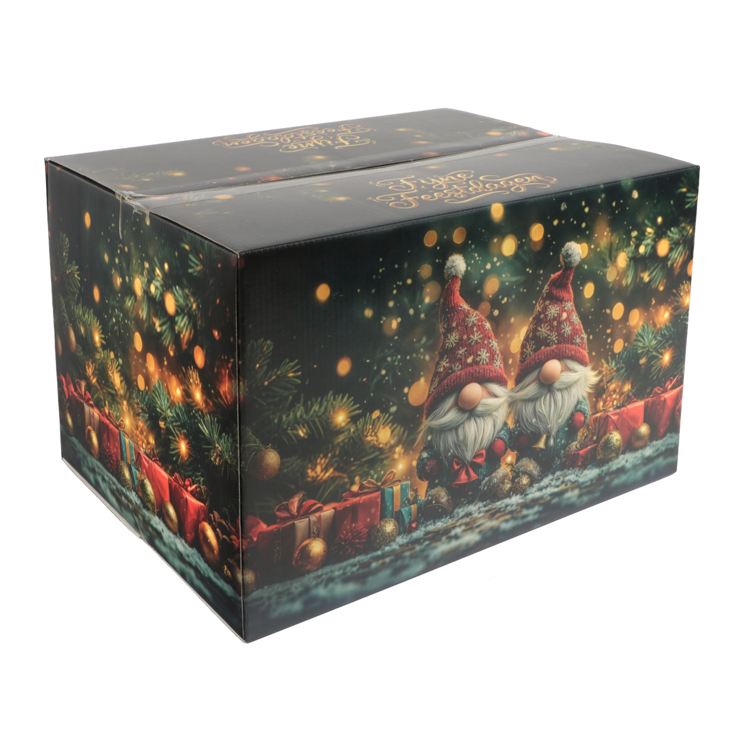 Afbeelding van Kerstdoos C232 Fijne Feestdagen 39x29x23.2 cm Gnoom