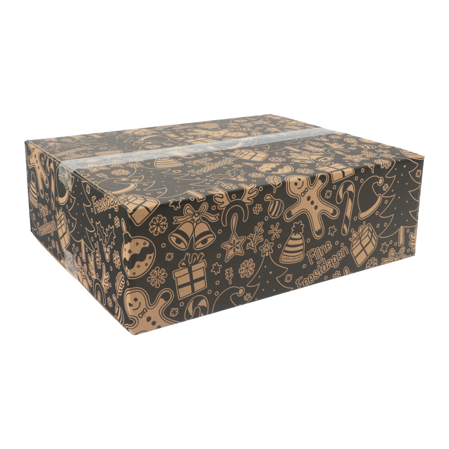 Afbeelding van Kerstdoos G150 Kerstornamenten 49x39x15 cm kraft zwart