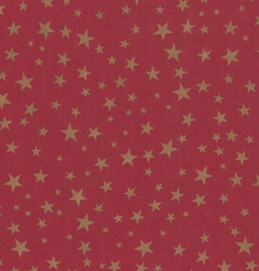 Afbeelding van Rol Kerstpapier 50 cm 200 mtr kraft rood met sterren (uc)