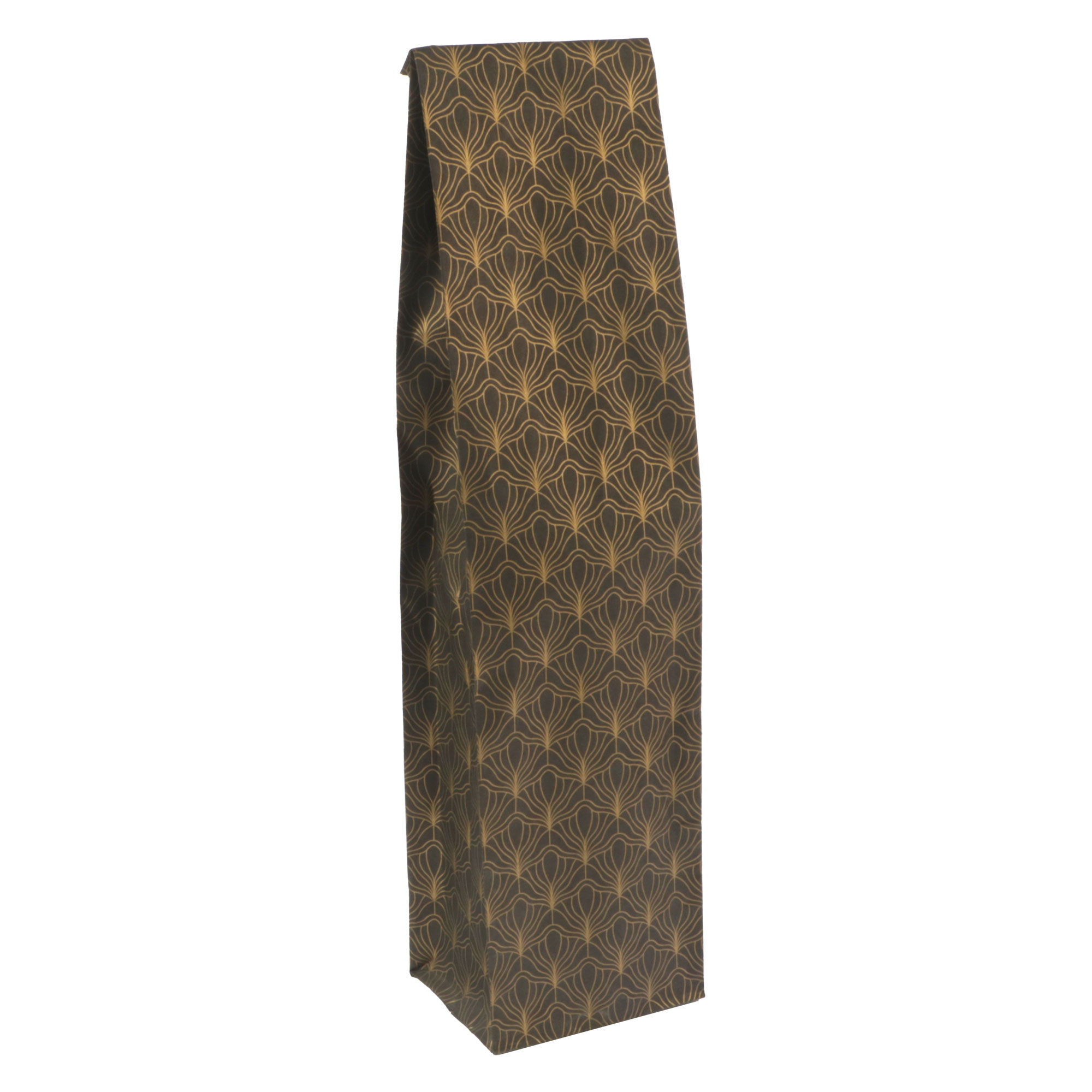 Picture of Pak à 50 fleszak breed met blokbodem zwart goud kraft