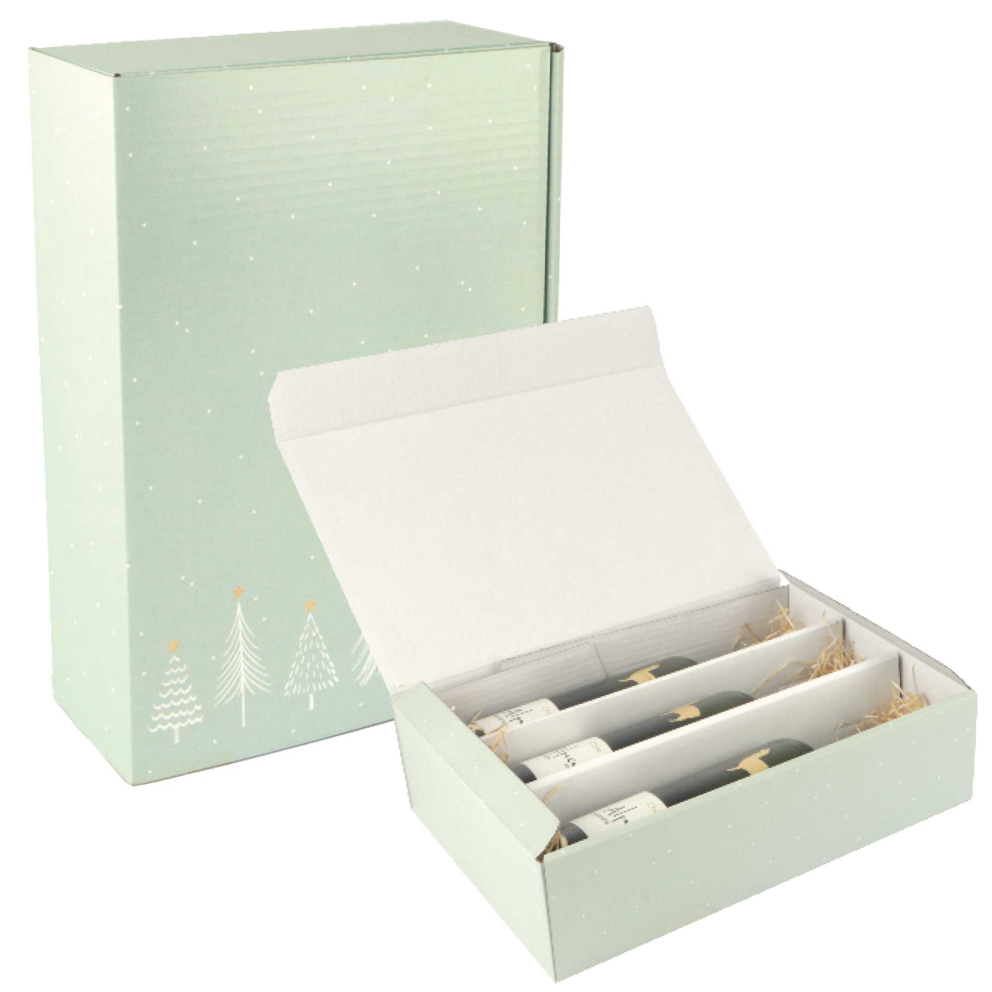 Afbeelding van Ds à 25 geschenkdoos 3 fles 36x25x9,5 cm Modern Christmas mintgroen (uc)