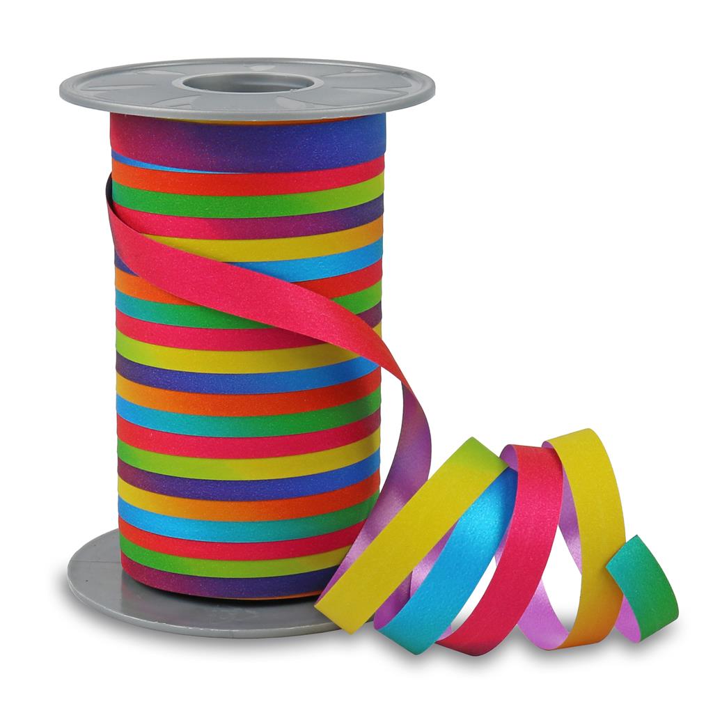 Afbeelding van Rol krullint 10 mm 100 mtr glitter rainbow