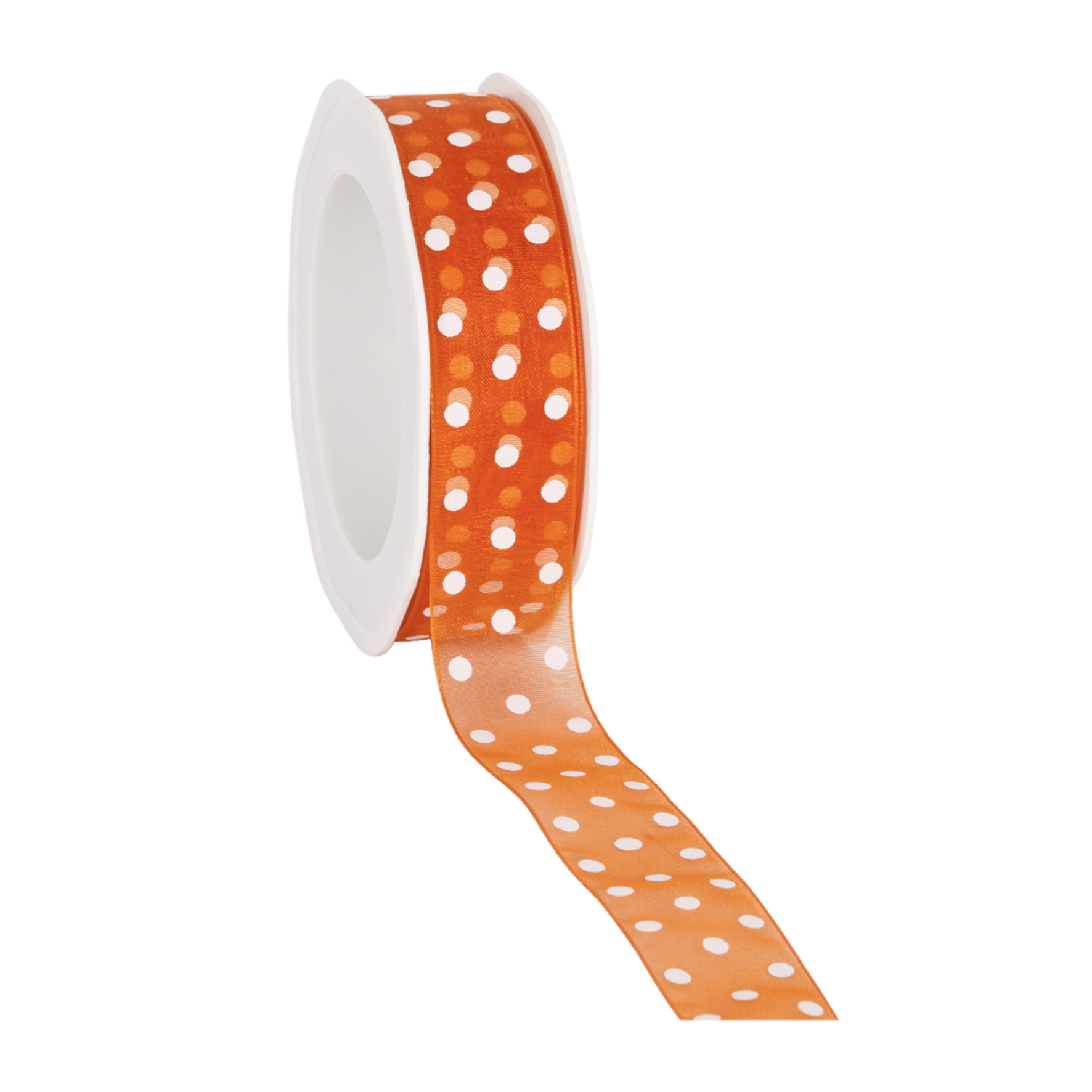 Picture of Rol organzalint 25 mm 20 mtr oranje met stippen
