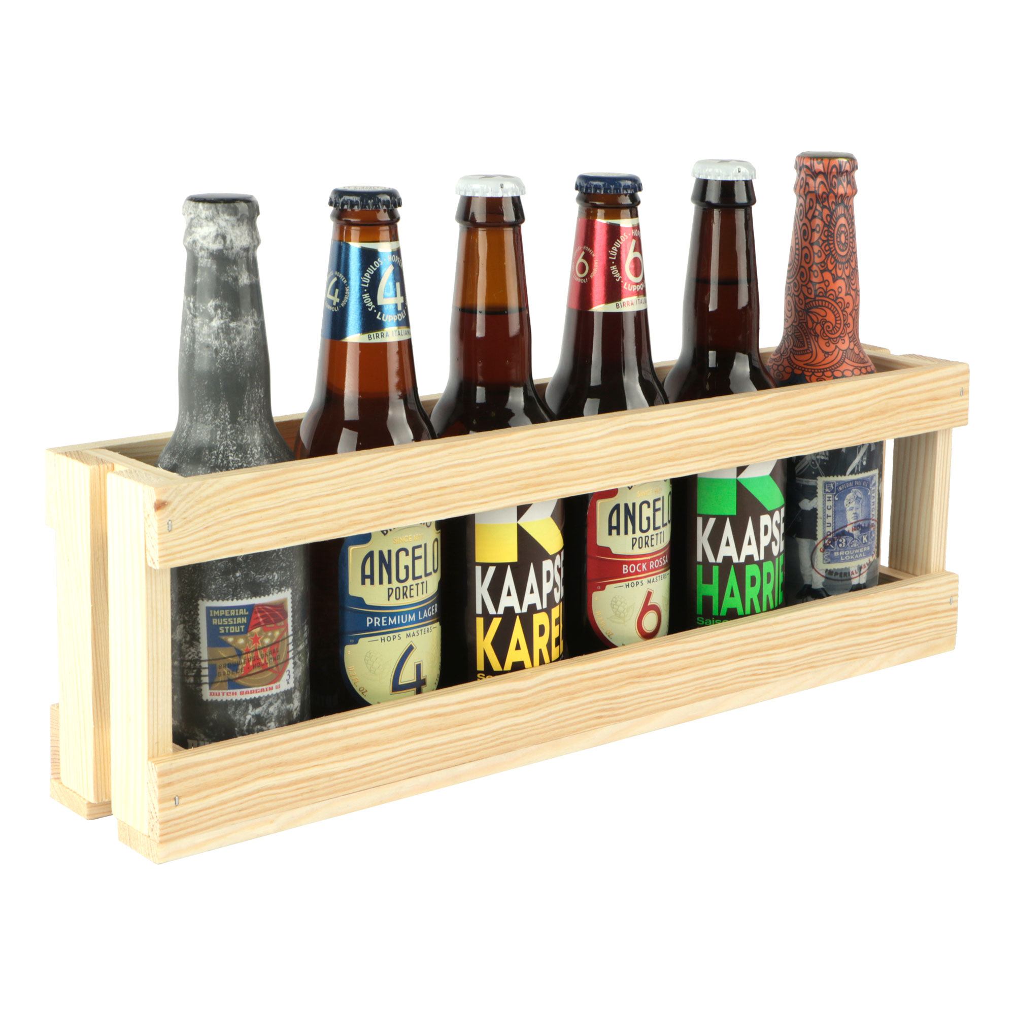 Picture of Ds à 10 houten bierkratje lang 6 flesjes (0,33ltr)