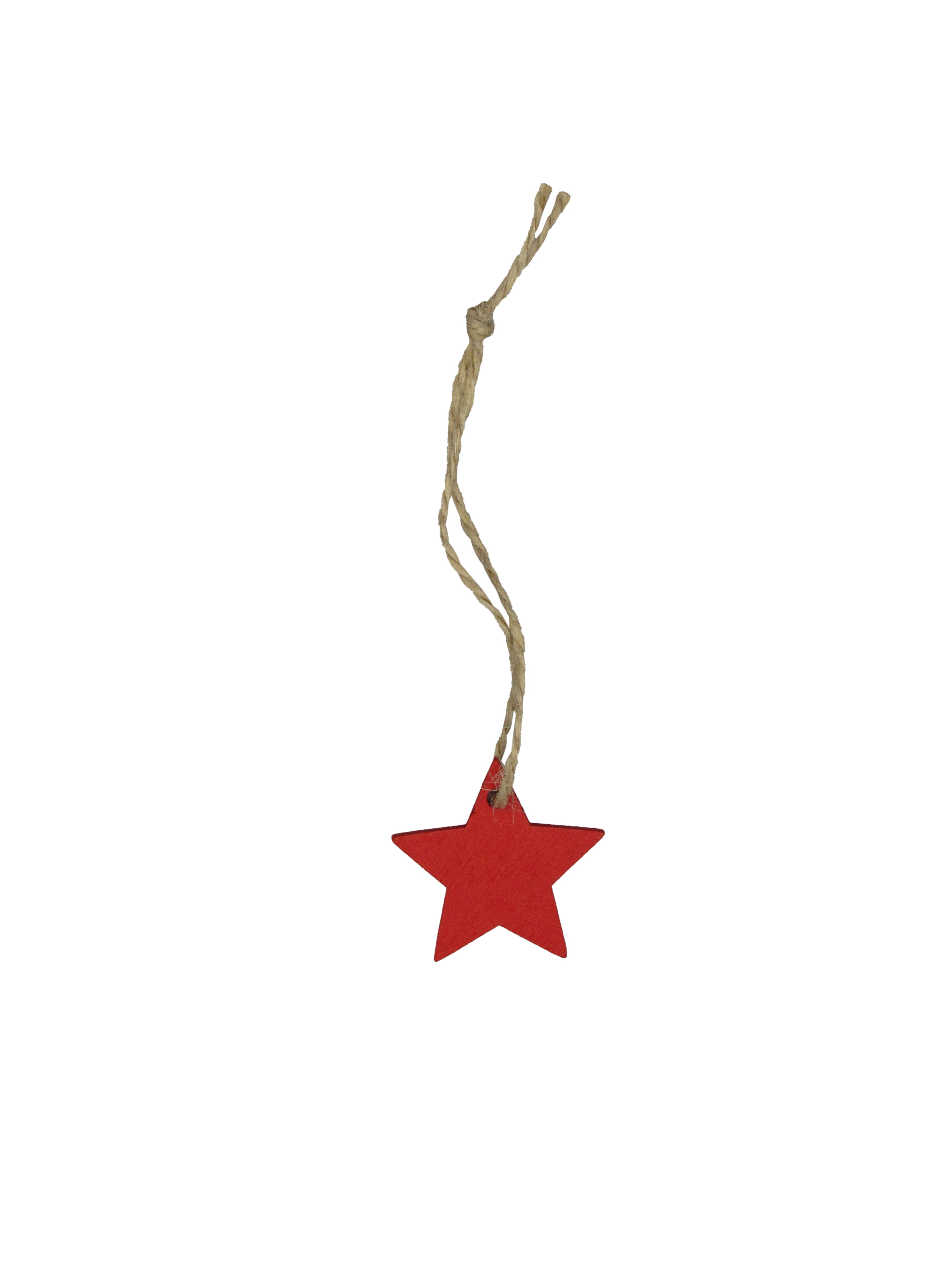 Picture of Zak à 36 houten hanger 3,5x3,5 cm ster hout rood