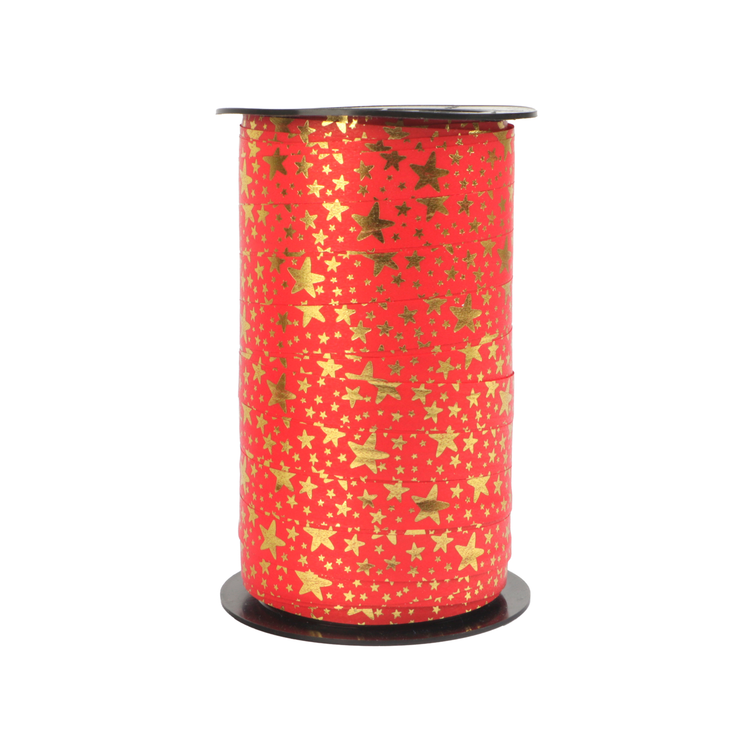 Afbeelding van Rol Kerstlint 10 mm 50 mtr Sterrenregen goud/rood