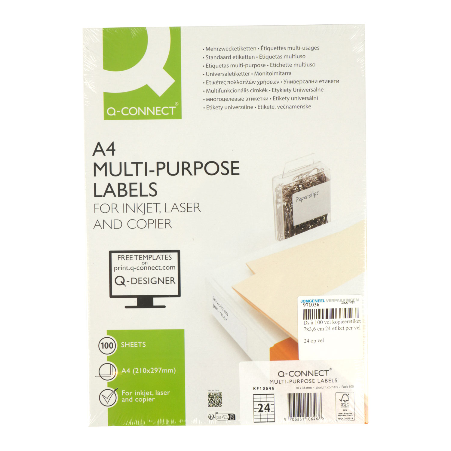 Afbeelding van Ds à 100 vel kopieeretiket 7x3,6 cm 24 etiket per vel