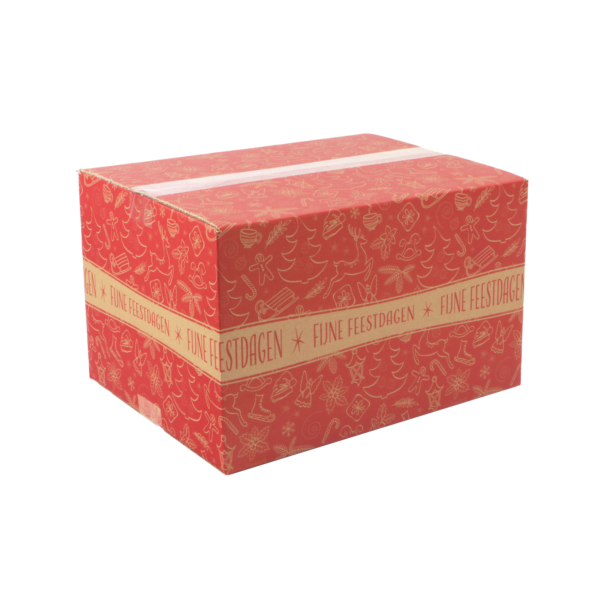 Picture of Kerstdoos C232 Fijne feestdagen 39x29x23,2 cm rood (uc)