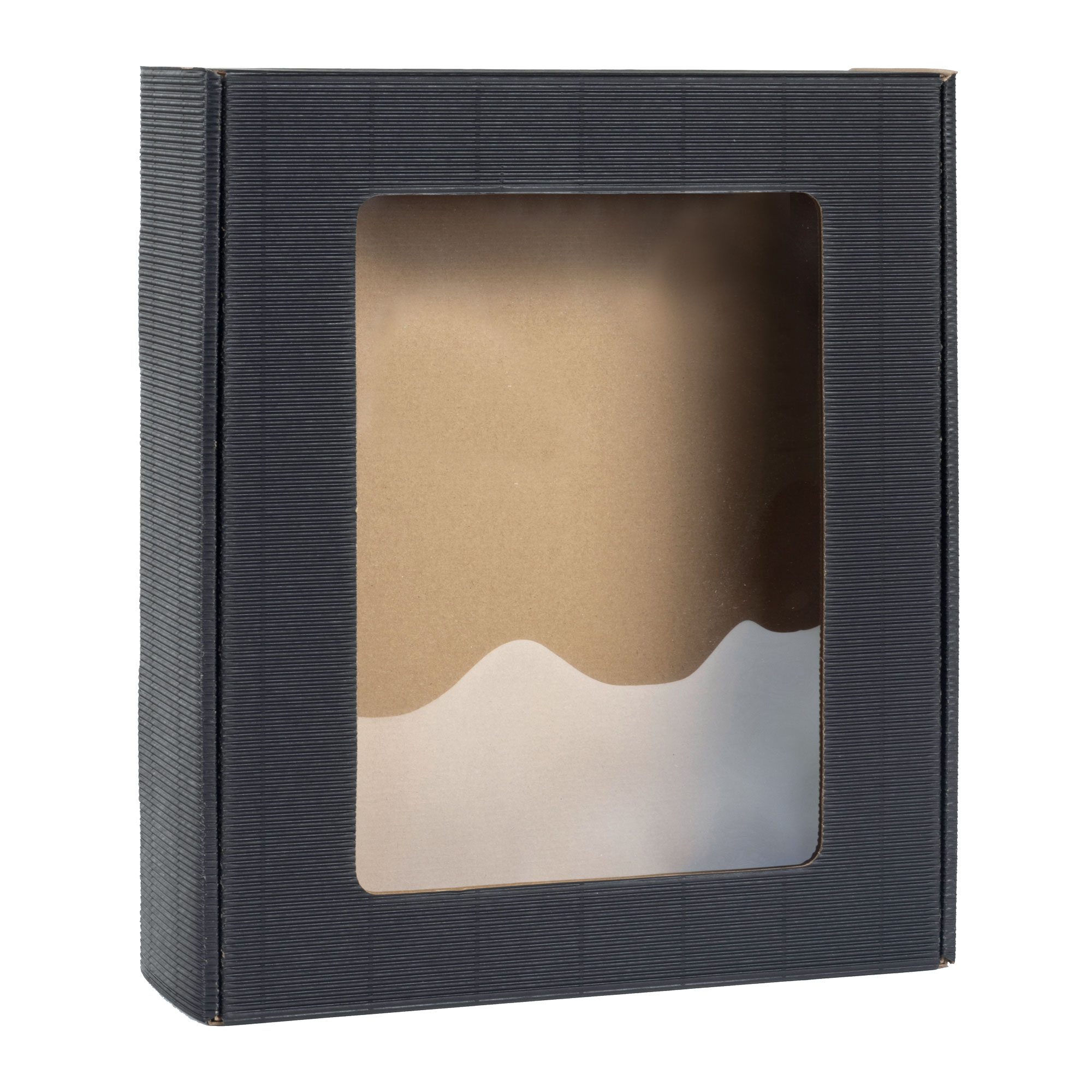 Picture of Shrink Pack of 10 window boxes 29x33.5x9 cm open wave black
