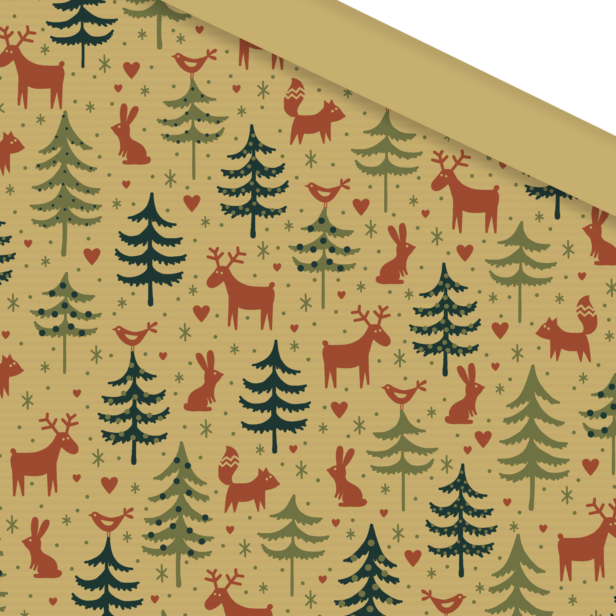 Afbeelding van Rol kerstpapier 30 cm 250 mtr kraft forest friends (uc)