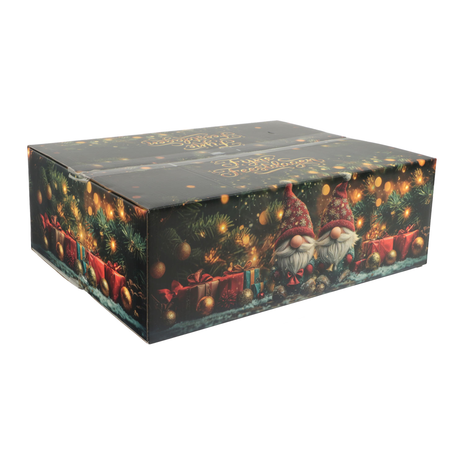 Afbeelding van Kerstdoos C130 Fijne Feestdagen 39x29x13 cm Gnoom