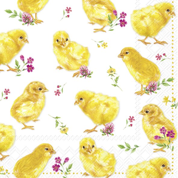 Picture of Pak à 20 servetten 33x33 cm 3 laags Kuikens