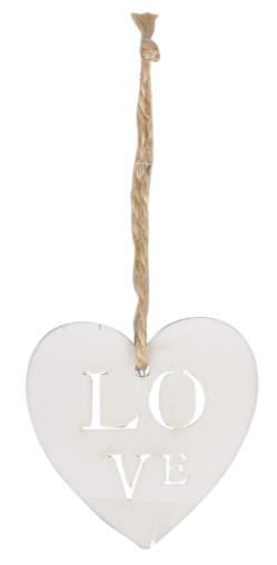 Afbeelding van Pak à 24 houten hanger 5x5 cm love wit