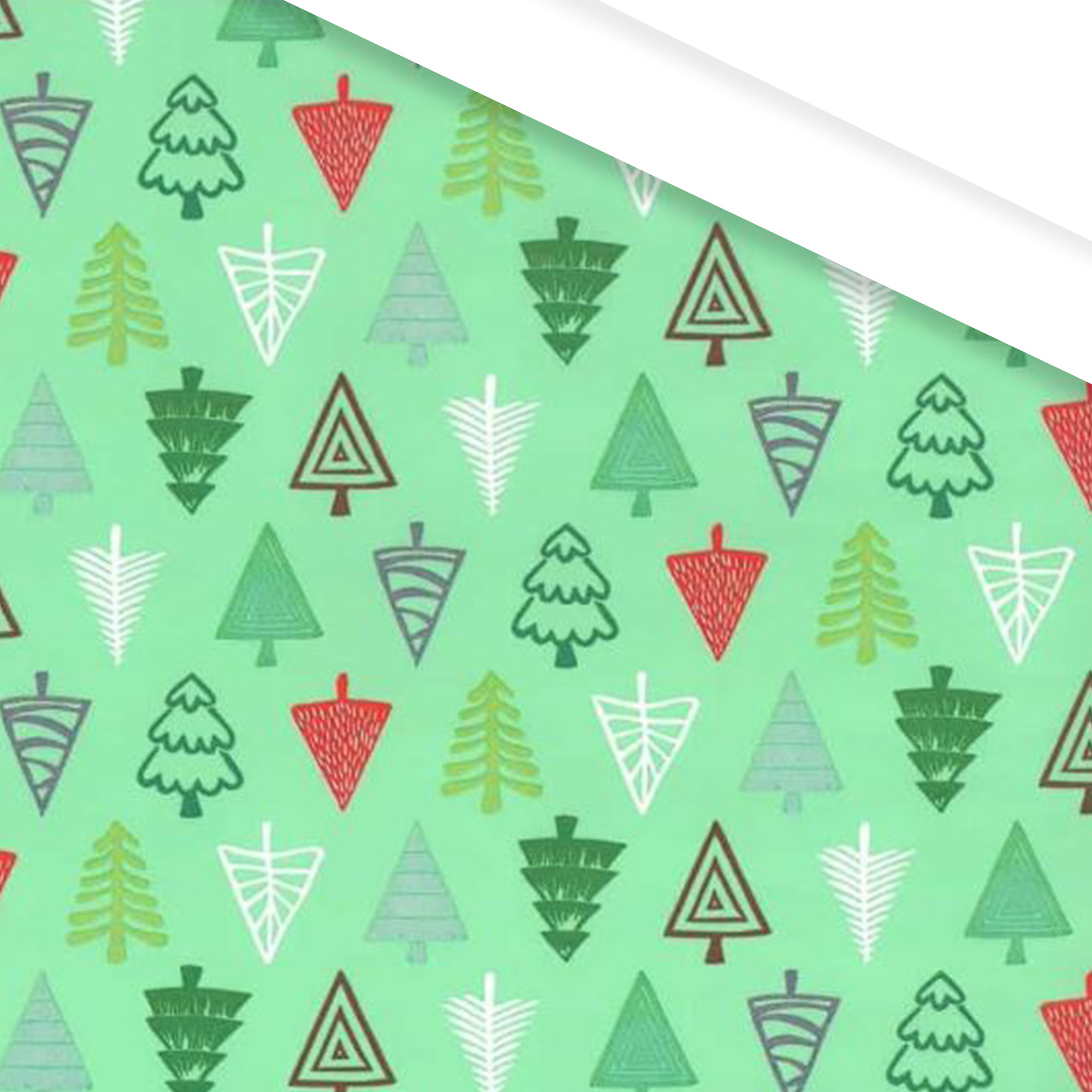 Afbeelding van Rol Kerstpapier 50 cm 200 mtr kerstbomen lichtgroen (uc)