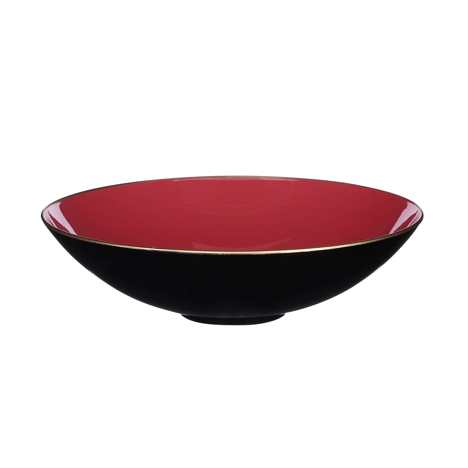 Afbeelding van Kunststof schaal 28x7,5 cm donkerroze/zwart/goud