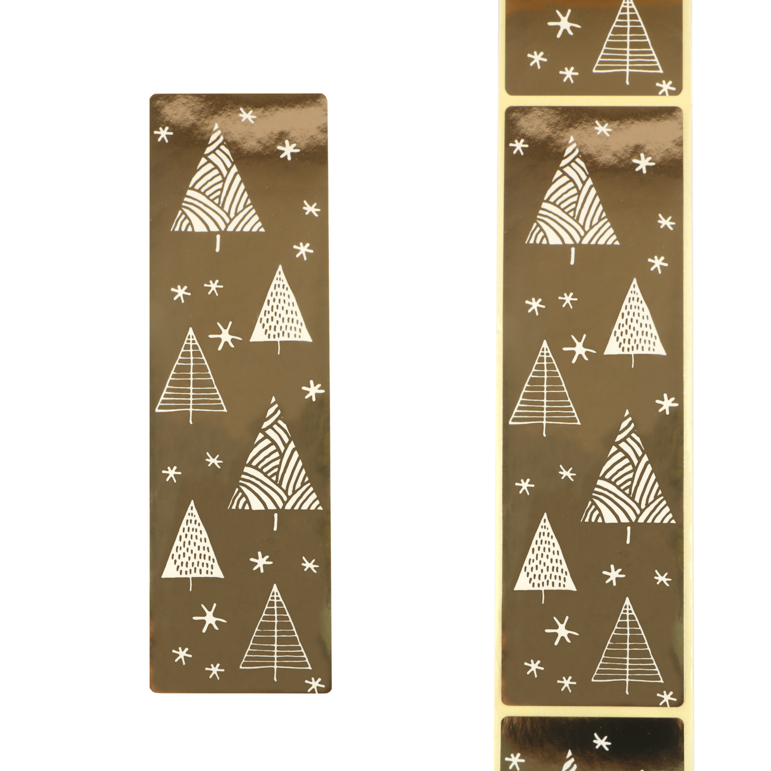 Afbeelding van Ds à 100 kado sluitsticker 20x6 cm Trees wit/goud