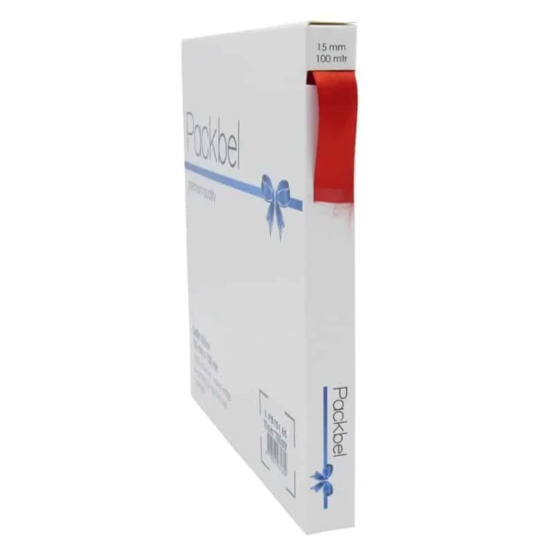 Picture of Rol satijnlint 15 mm 100 mtr rood