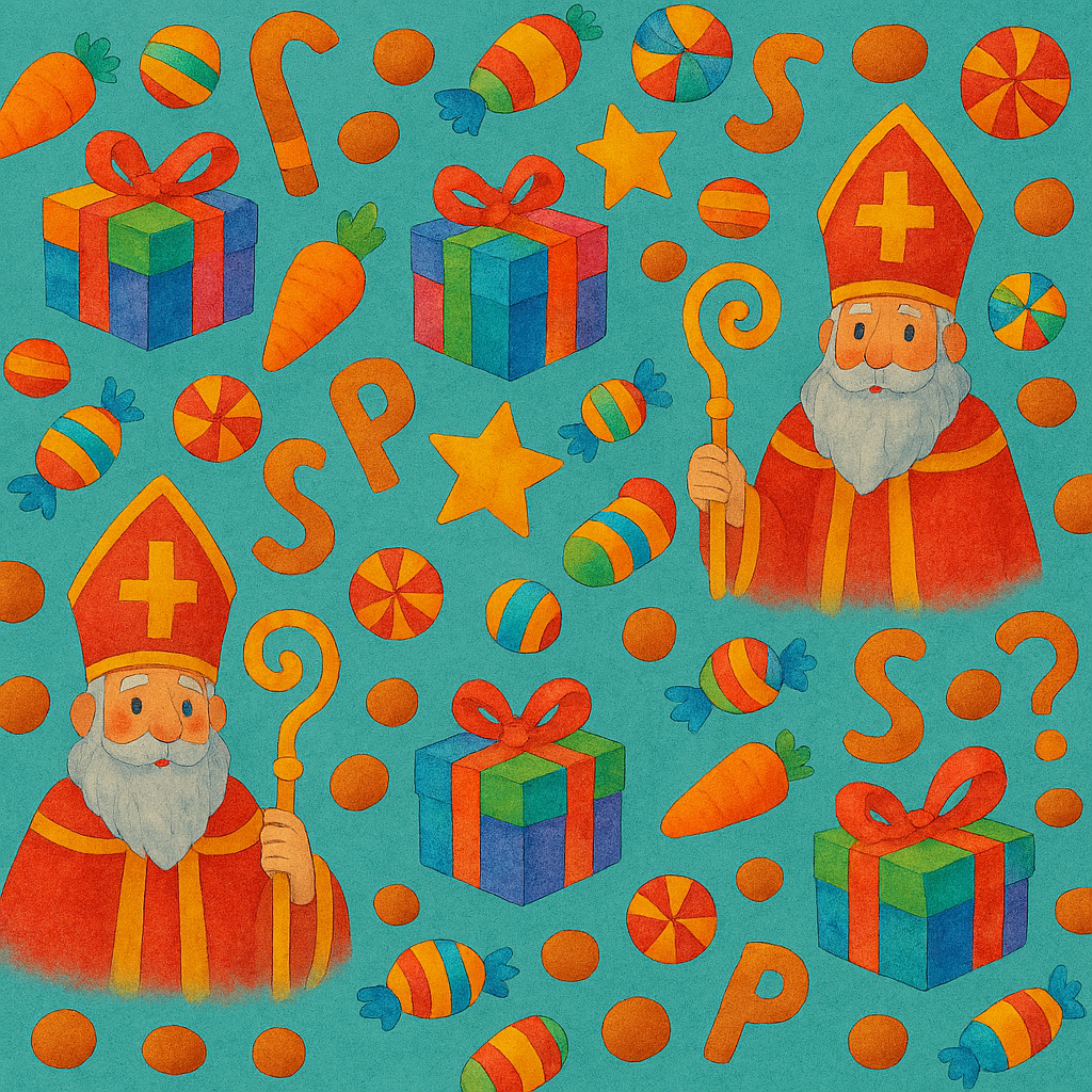 Afbeelding van Rol Sintpapier 50 cm 100 mtr Sinterklaasfiguren blauw