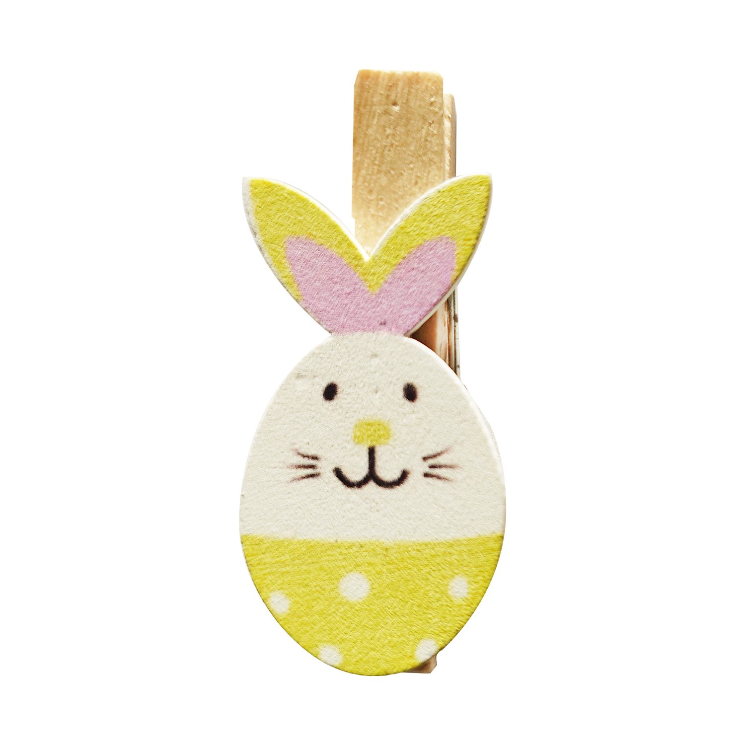 Picture of Zak à 36 easter bunny op knijper 2,2x3,7cm geel/wit
