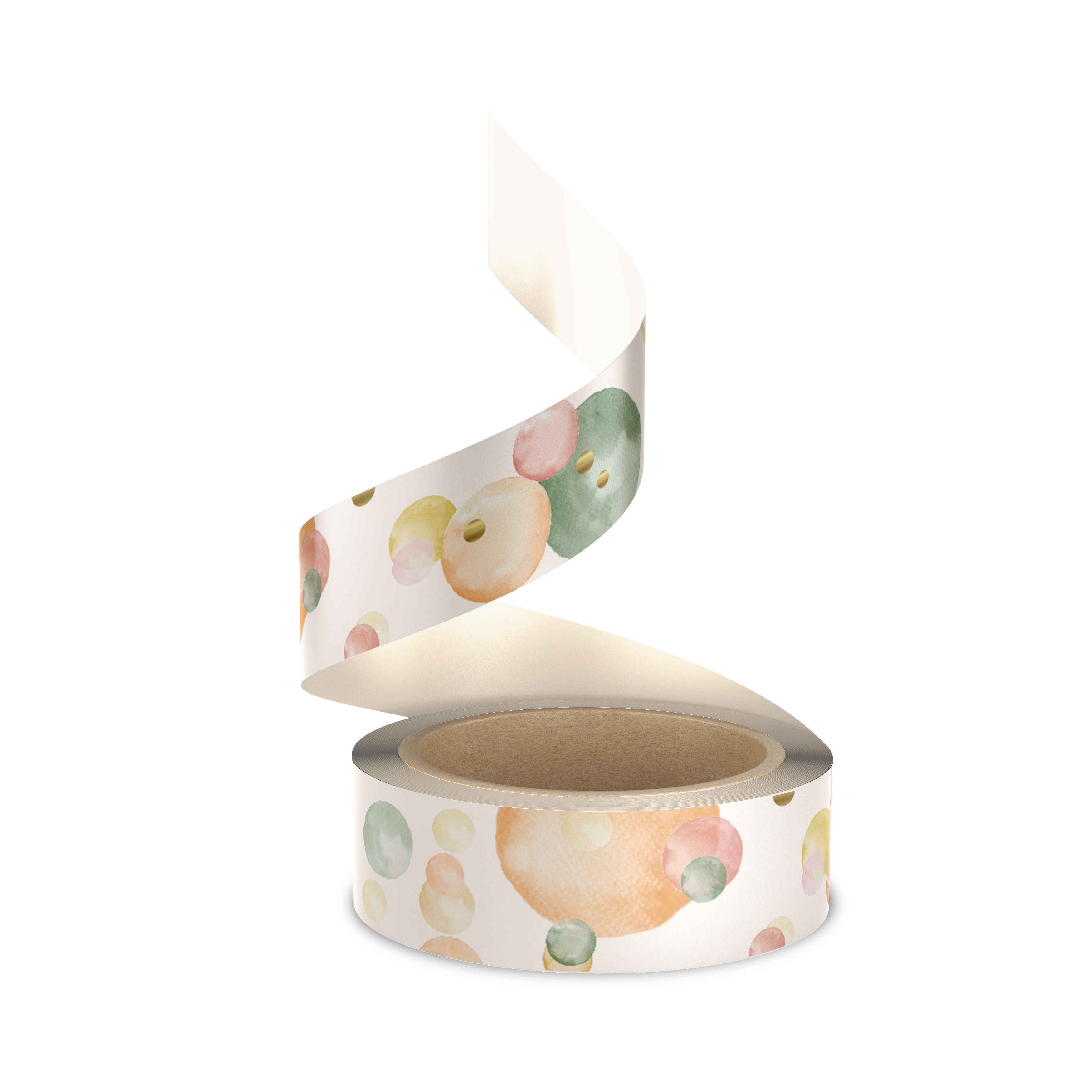 Afbeelding van Rol washi tape 25 mm 50 mtr Festive bolletjes