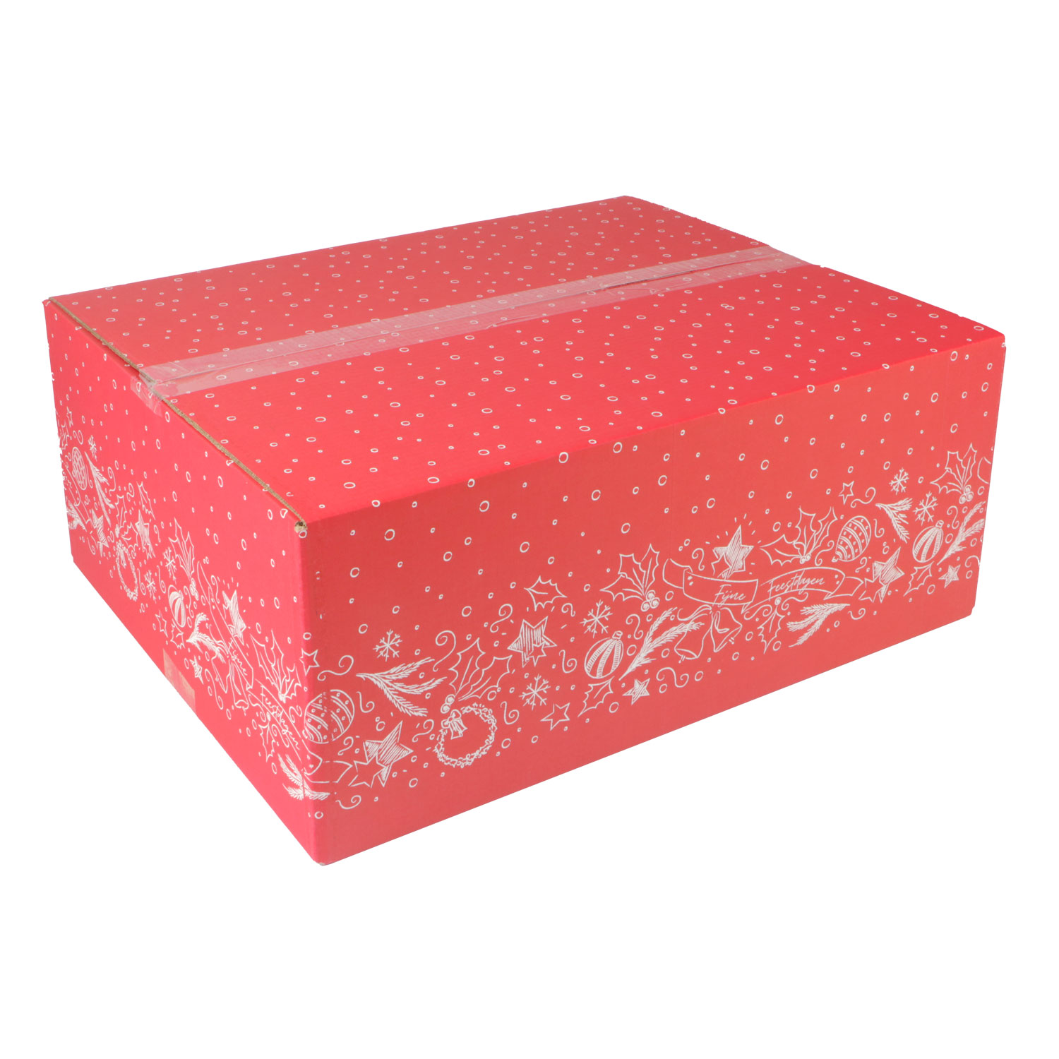 Picture of Kerstdoos G200 Fijne Feestdagen 49x39x20 cm rood (uc)