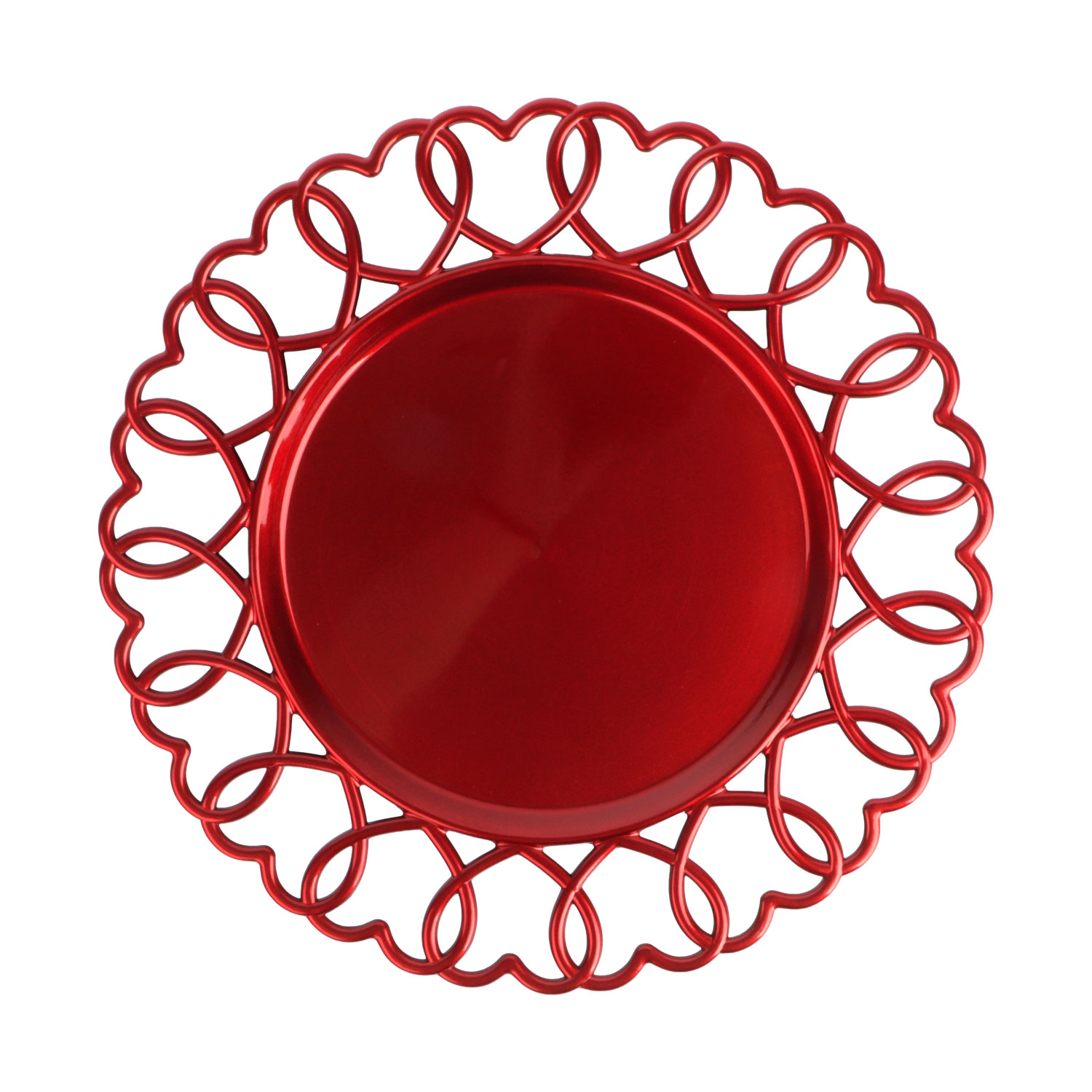 Afbeelding van Kunststof onderbord 33 cm rood harten 