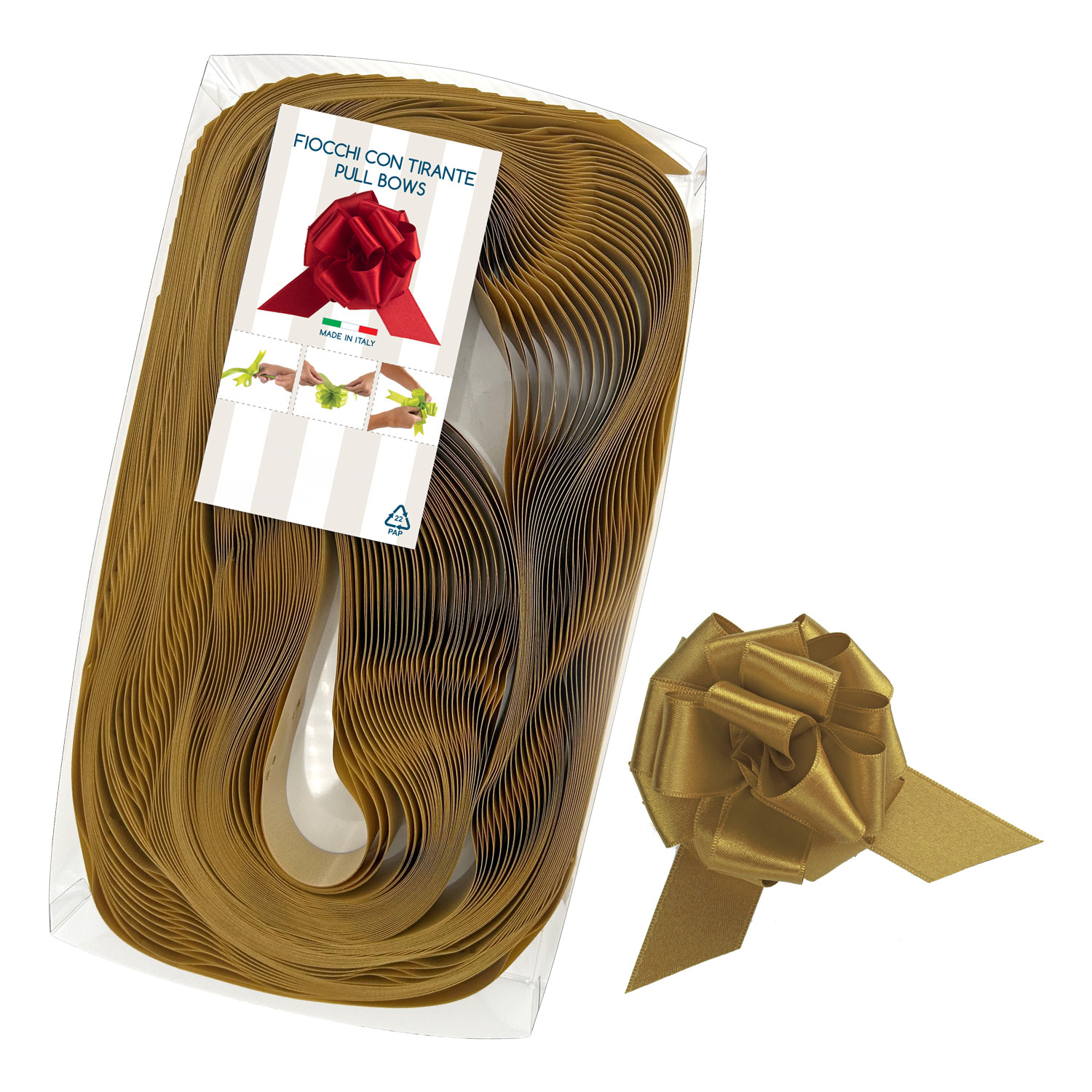 Afbeelding van Pak à 25 satijn trekstrik Ø80 mm 25 mm goud