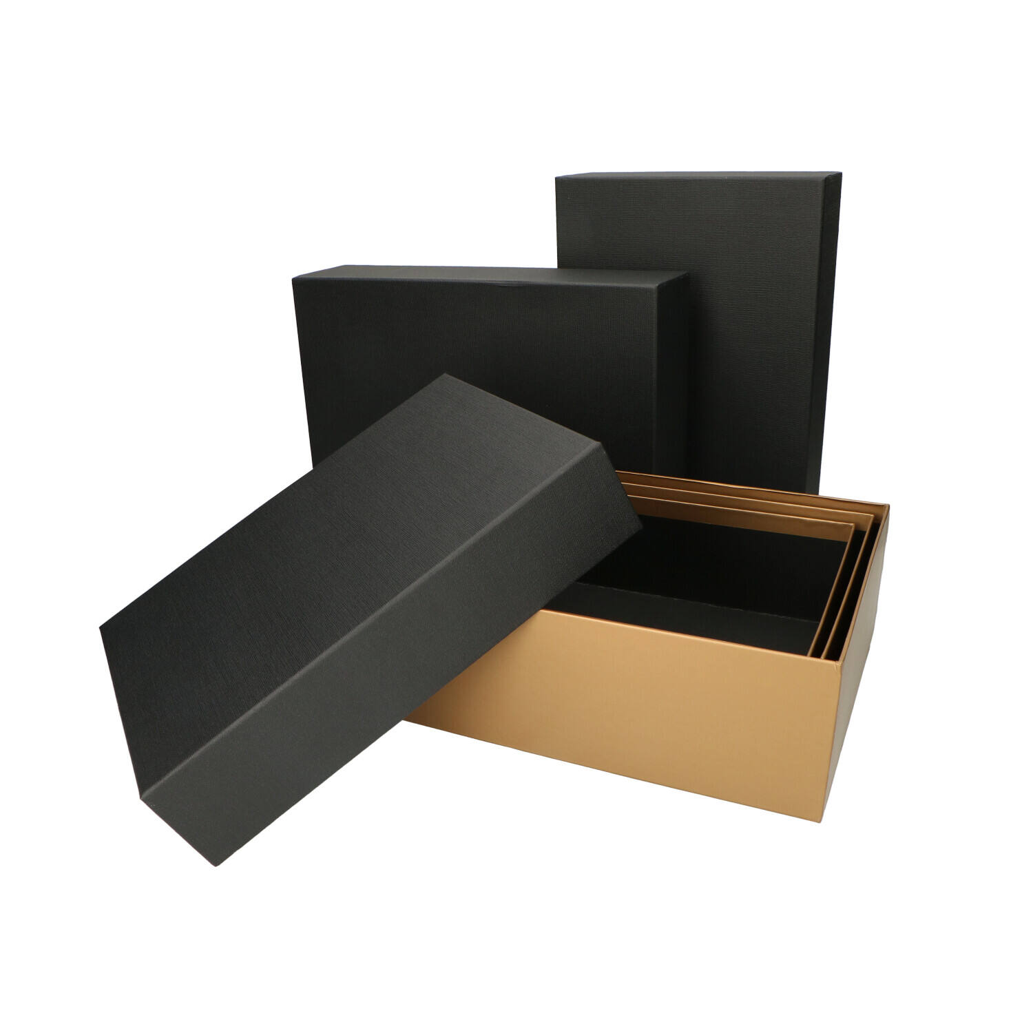 Afbeelding van Set à 3 pakketdozen brons/zwart 