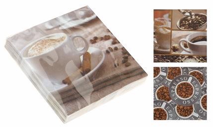 Afbeelding van Pak à 20 servetten 33x33 cm koffie assorti (uc)