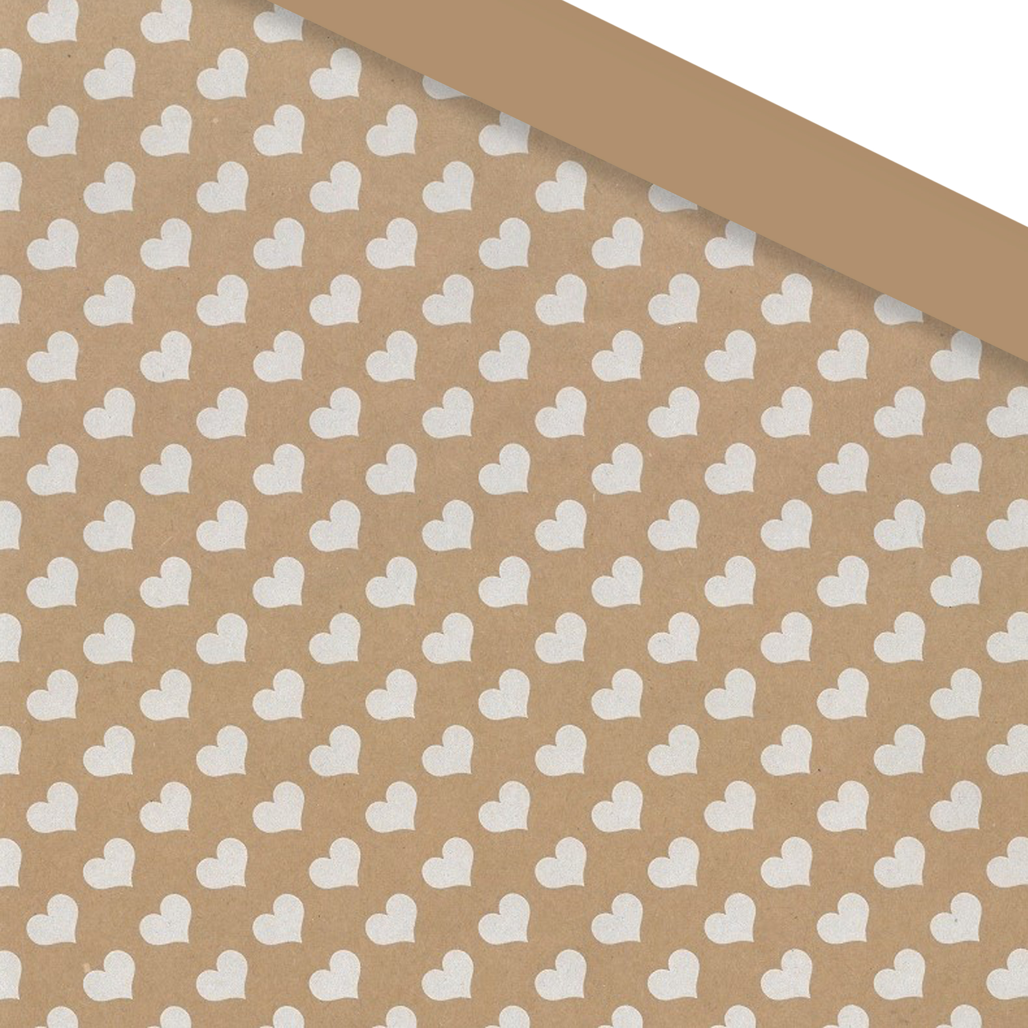 Afbeelding van Rol kadopapier 50 cm 200 mtr hartjes wit bruin kraft