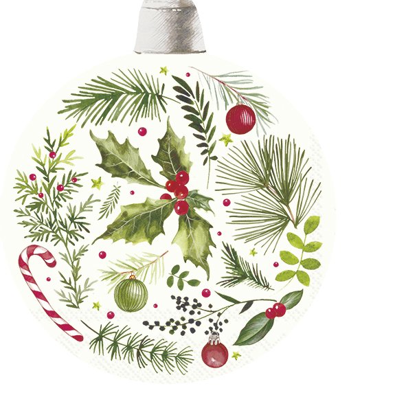 Picture of Pak à 12 servetten 3 laags Kerstbal van dennentakken