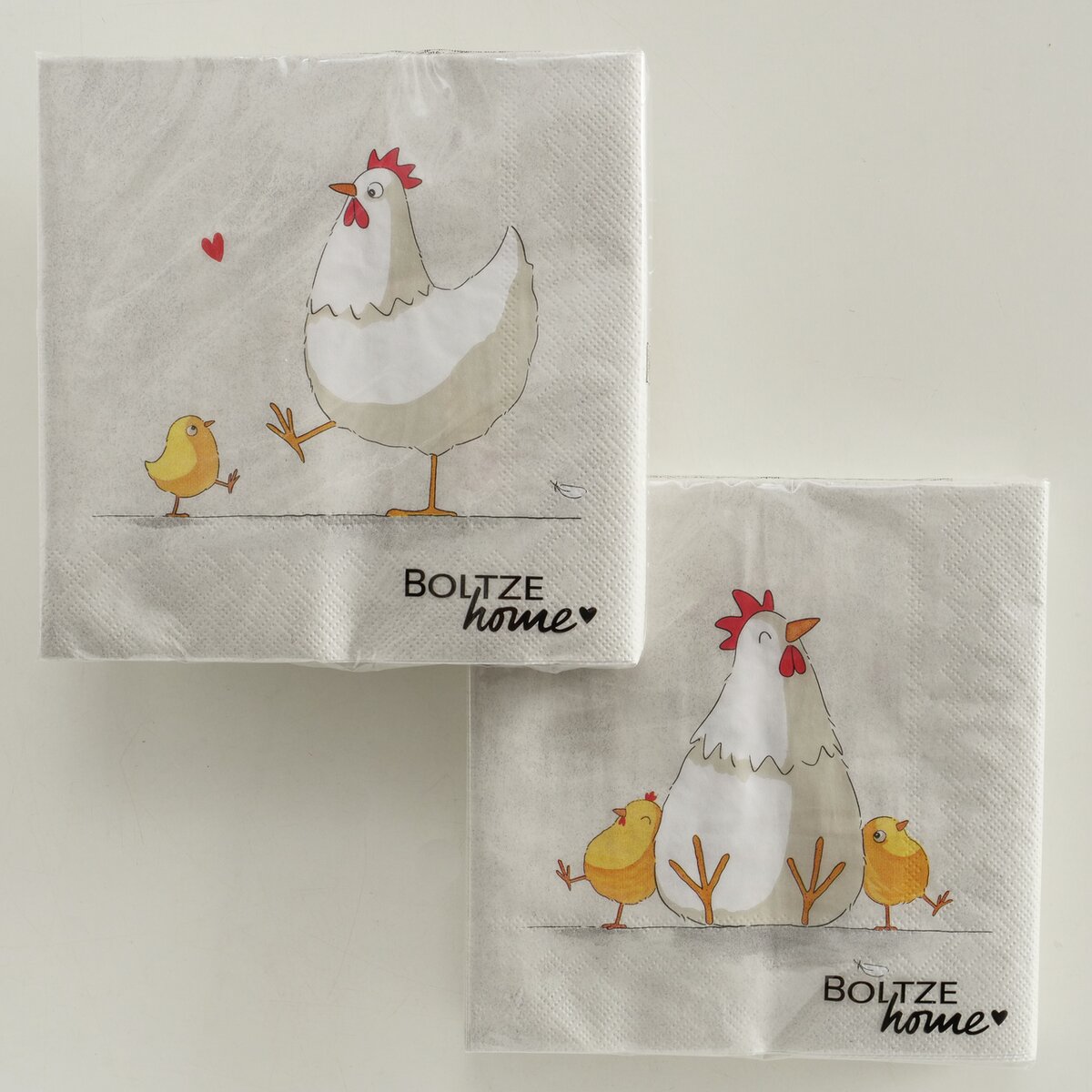 Afbeelding van Pak à 20 servetten 33x33 cm kip 2 assorti