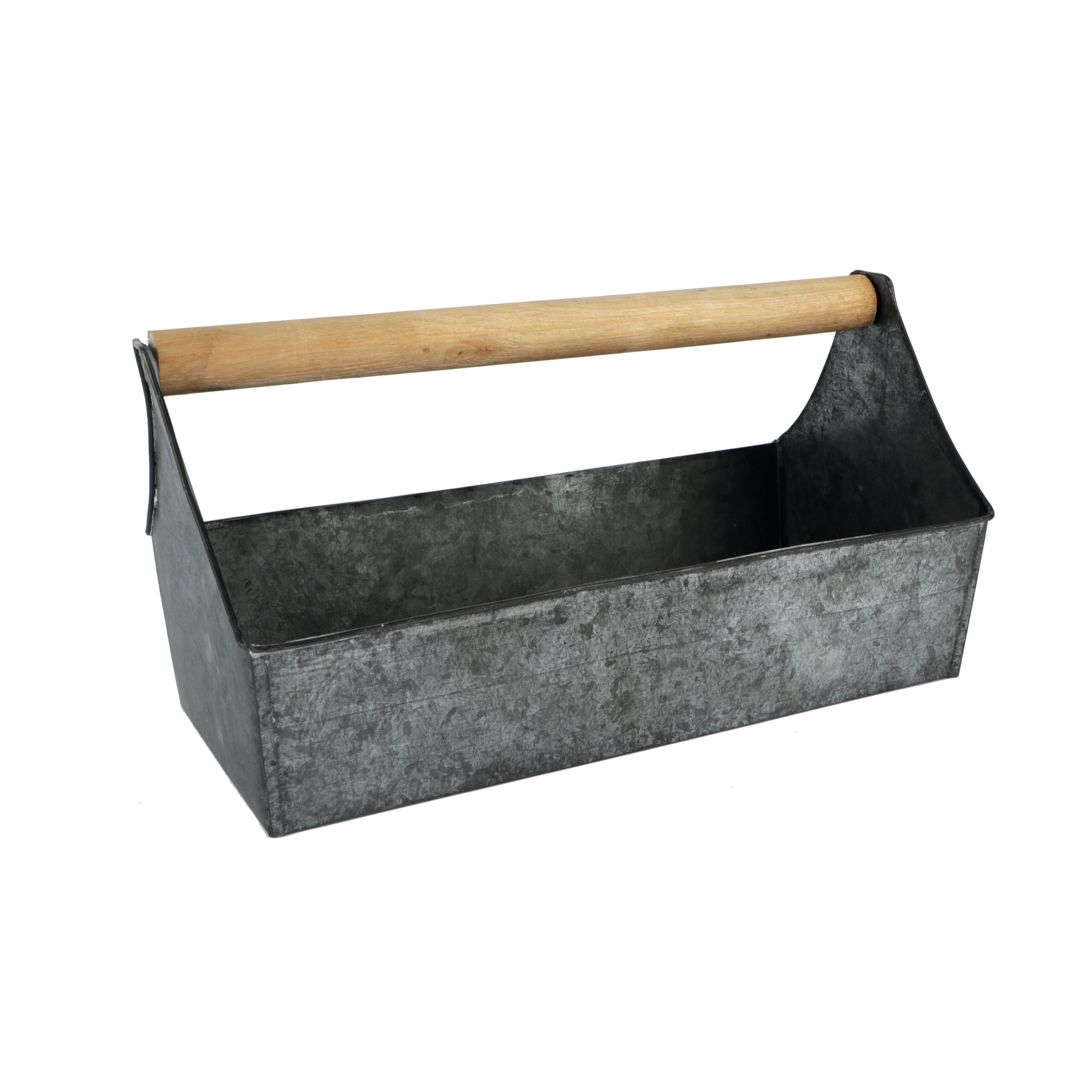 Afbeelding van Metalen bak met houten greep 37x20x9/20 cm