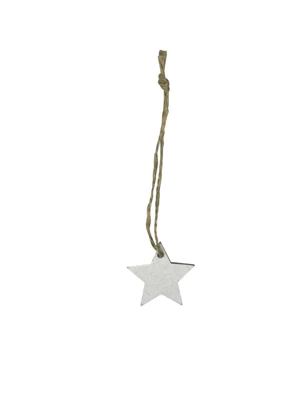 Picture of Zak à 36 houten hanger 3,5x3,5 cm ster hout zilver
