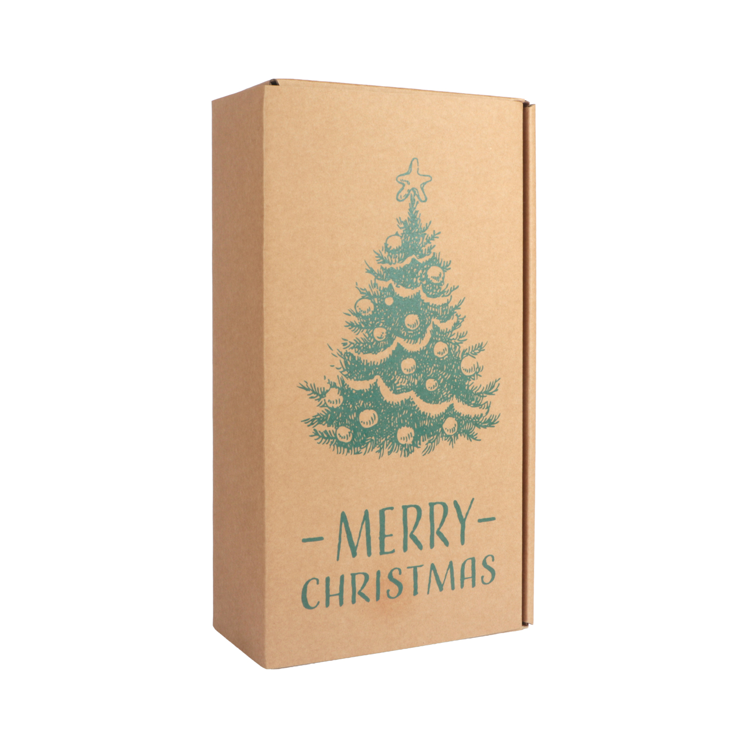 Afbeelding van Ds à 25 geschenkdoos 2 fles 36x18,5x9,5 cm kraft Merry Christmas